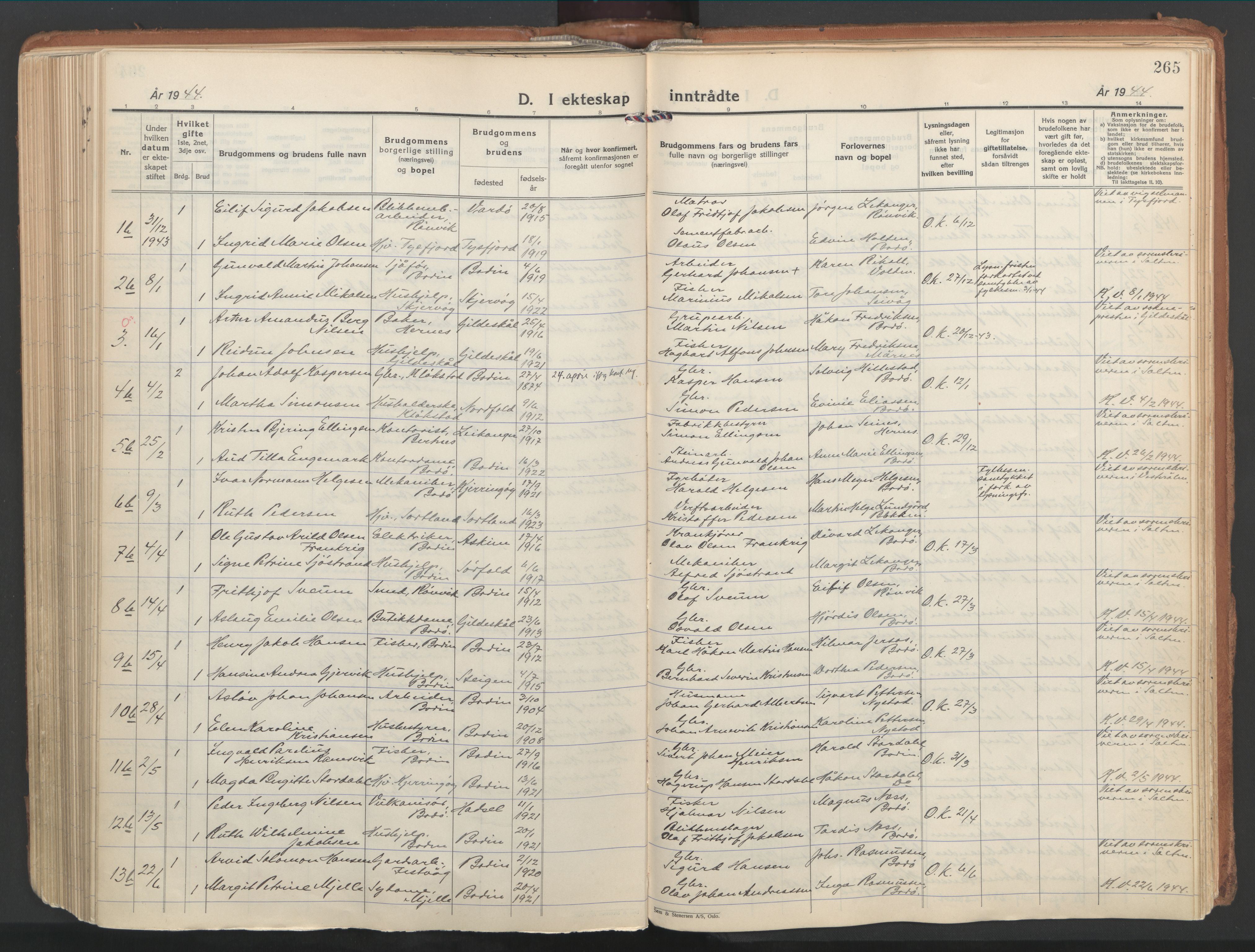 Ministerialprotokoller, klokkerbøker og fødselsregistre - Nordland, SAT/A-1459/802/L0061: Parish register (official) no. 802A08, 1933-1946, p. 265