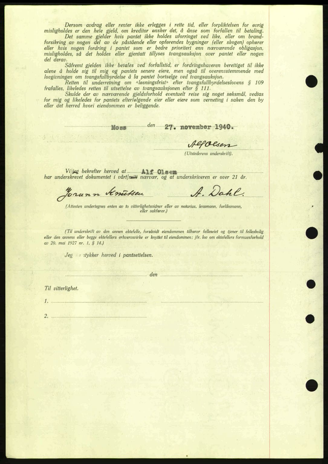 Moss sorenskriveri, SAO/A-10168: Mortgage book no. B10, 1940-1941, Diary no: : 1746/1940