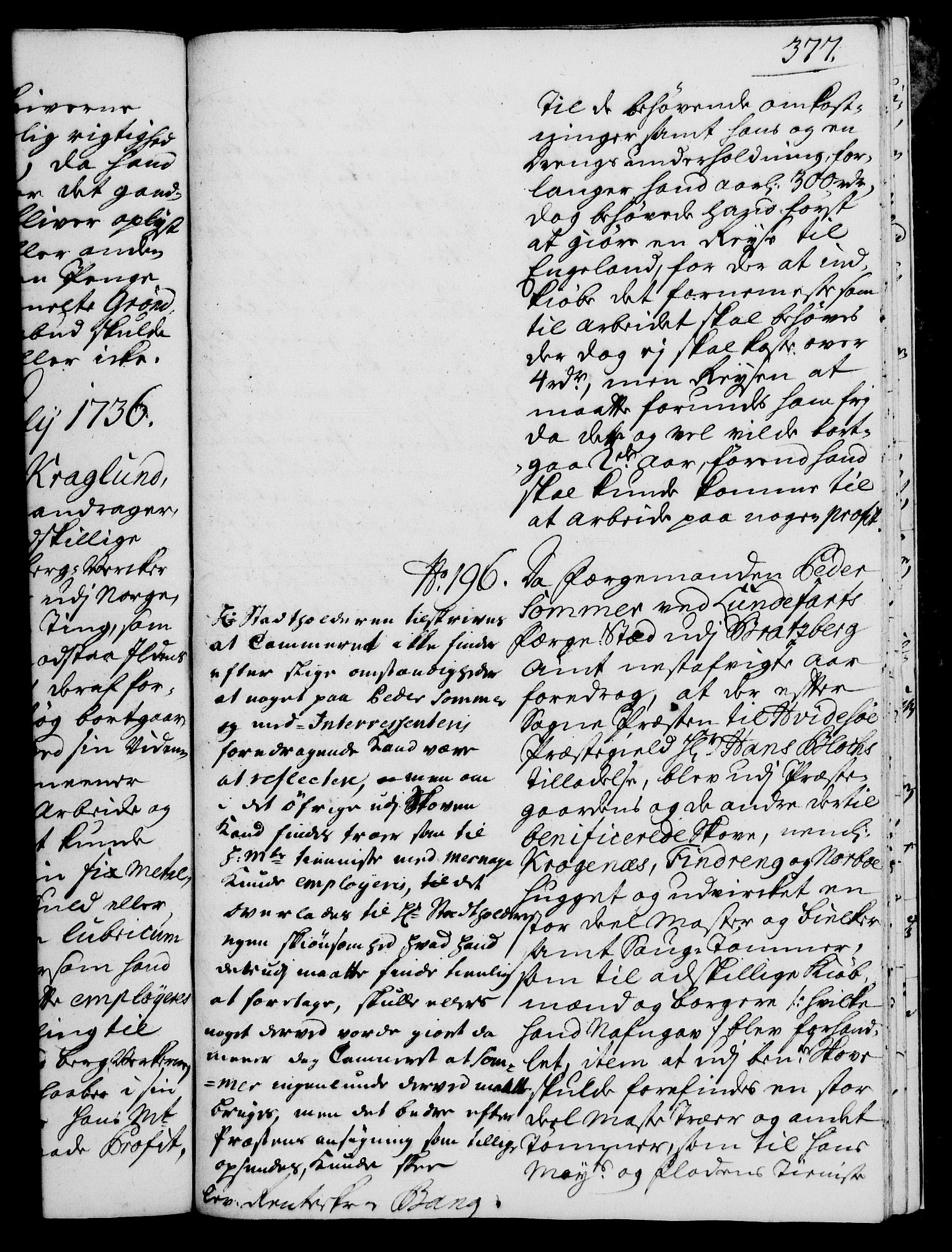 Rentekammeret, Kammerkanselliet, AV/RA-EA-3111/G/Gh/Gha/L0018: Norsk ekstraktmemorialprotokoll (merket RK 53.63), 1735-1736, p. 377