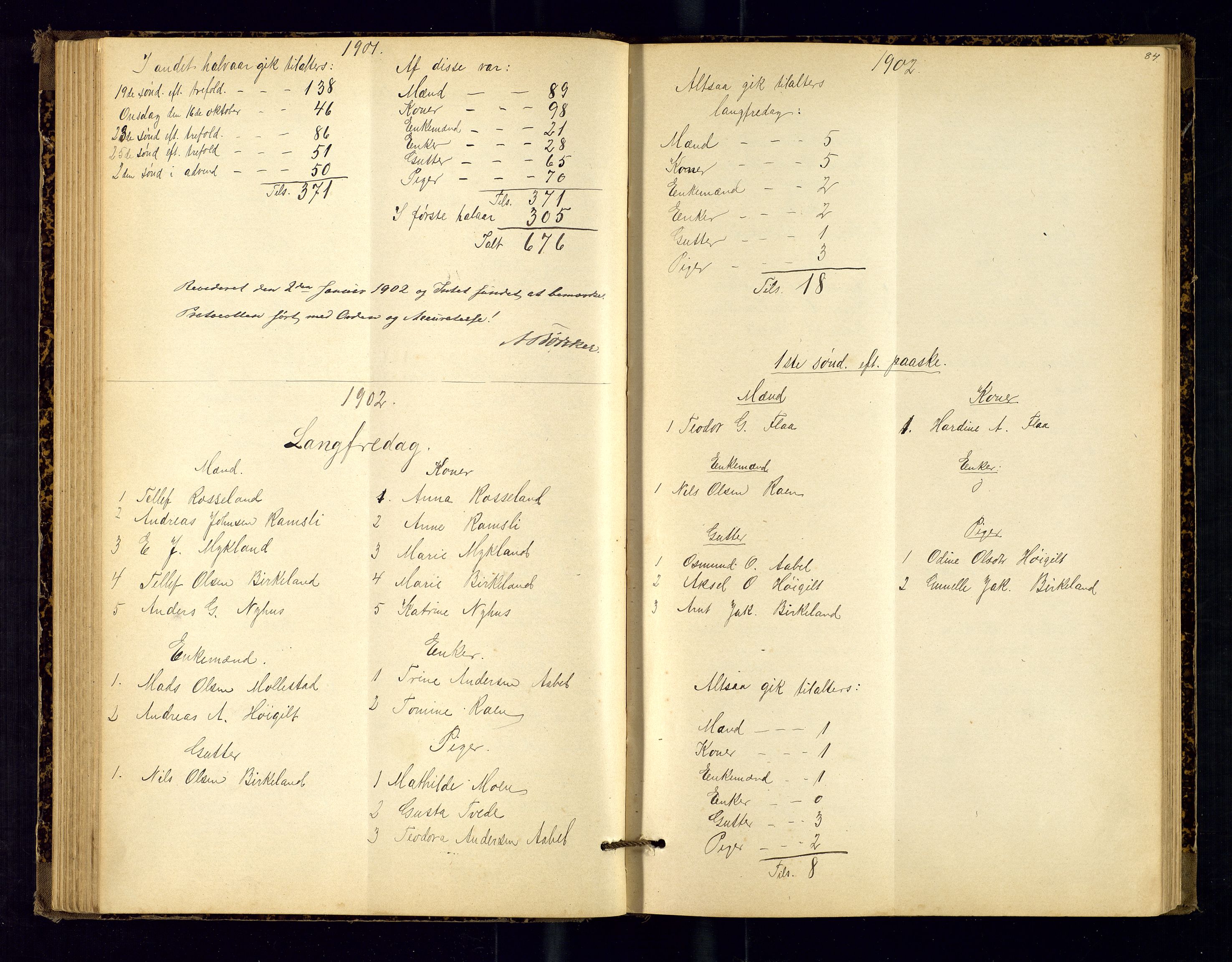 Birkenes sokneprestkontor, SAK/1111-0004/F/Fc/L0008: Communicants register no. C-8, 1891-1915, p. 84