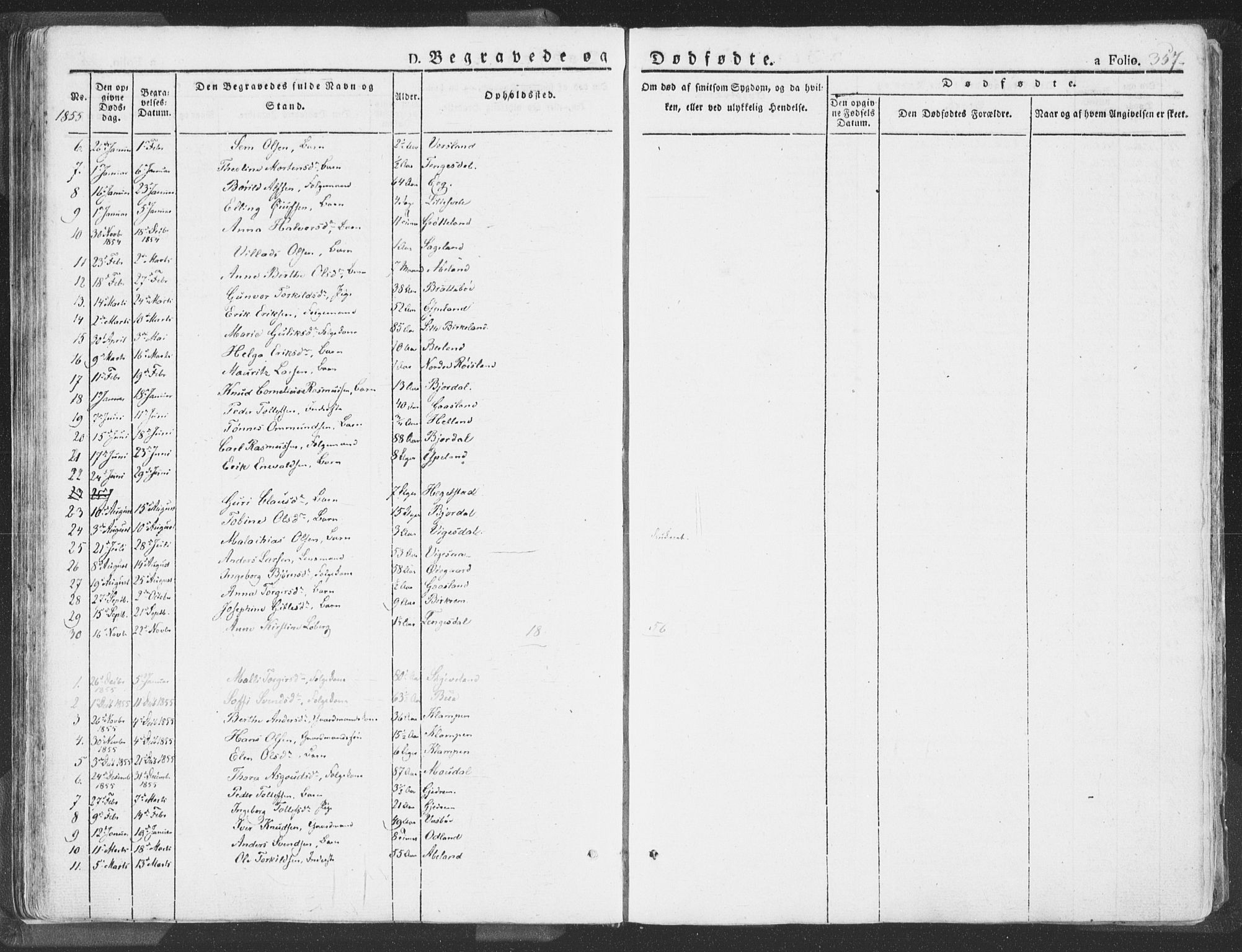 Helleland sokneprestkontor, SAST/A-101810: Parish register (official) no. A 6.2, 1834-1863, p. 357