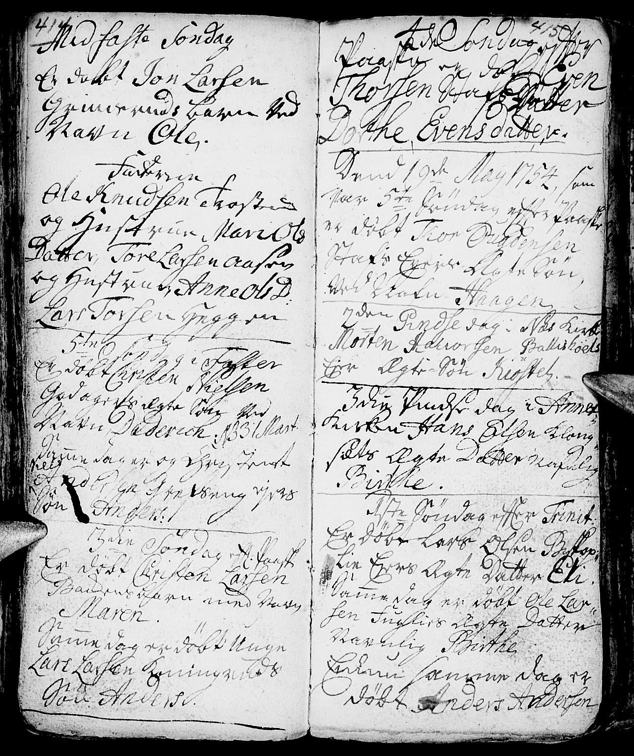 Nes prestekontor, Hedmark, AV/SAH-PREST-020/L/La/L0001: Parish register (copy) no. 1, 1663-1784, p. 414-415