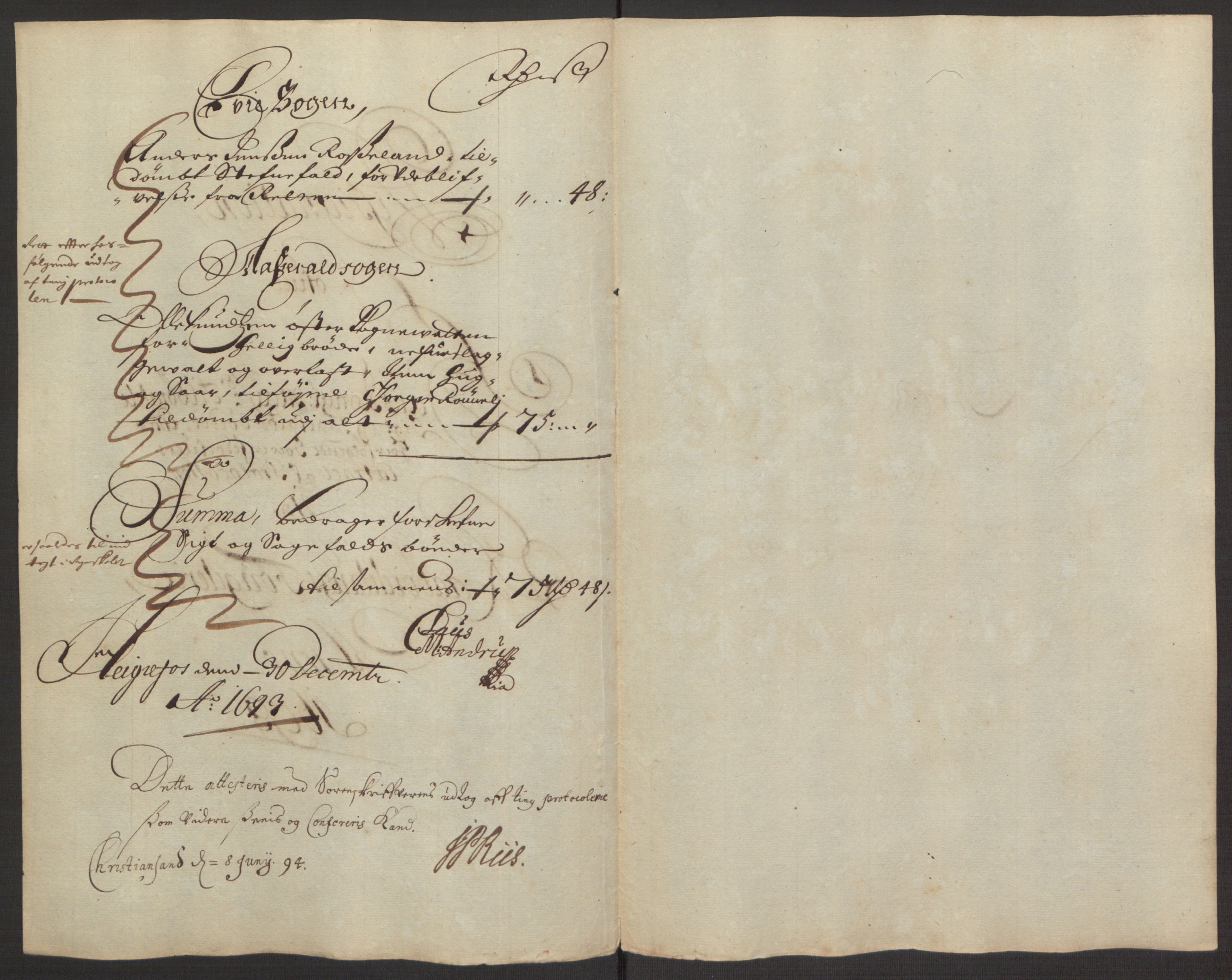 Rentekammeret inntil 1814, Reviderte regnskaper, Fogderegnskap, RA/EA-4092/R40/L2444: Fogderegnskap Råbyggelag, 1693-1696, p. 23