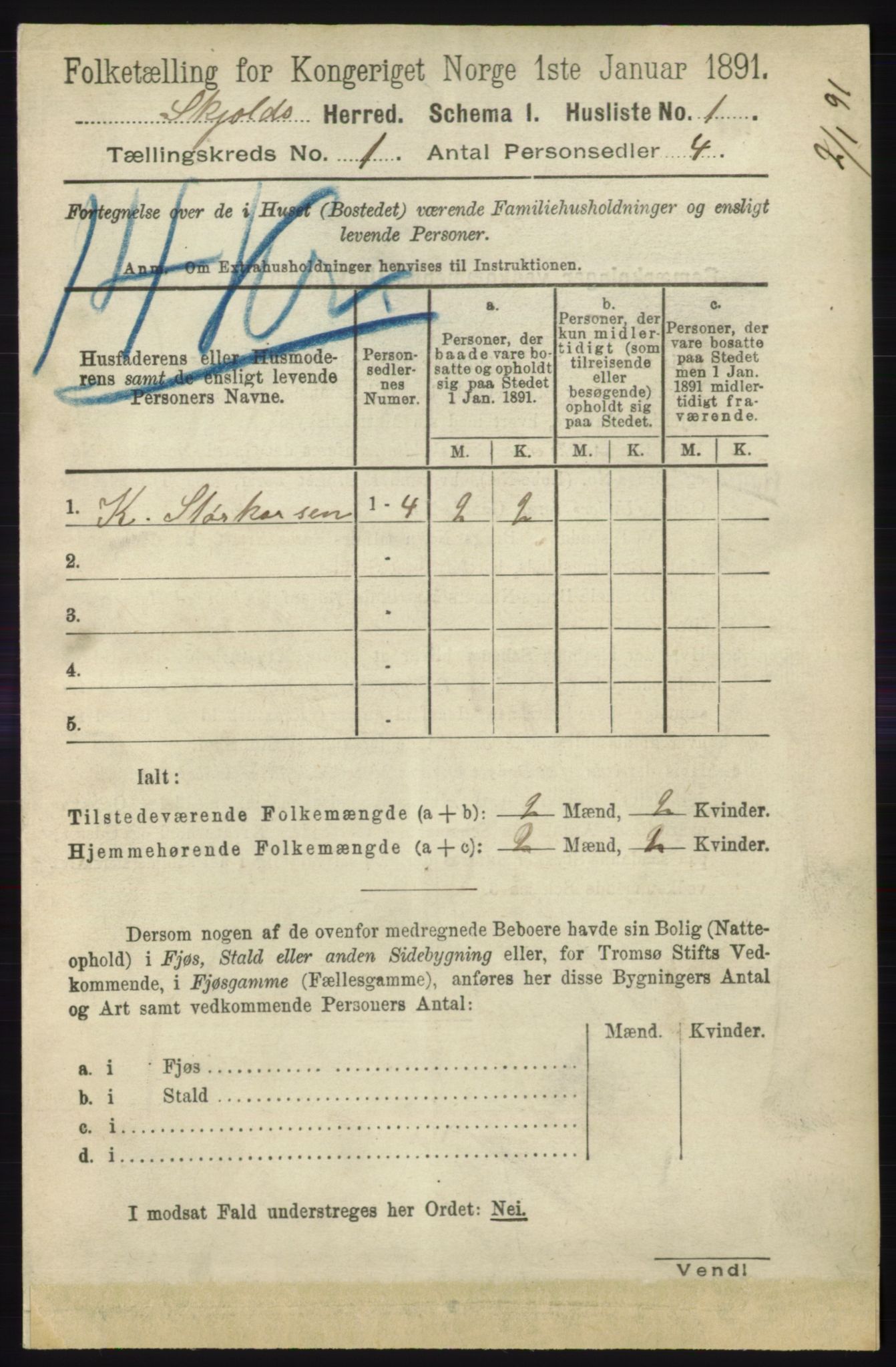 RA, 1891 census for 1154 Skjold, 1891, p. 35