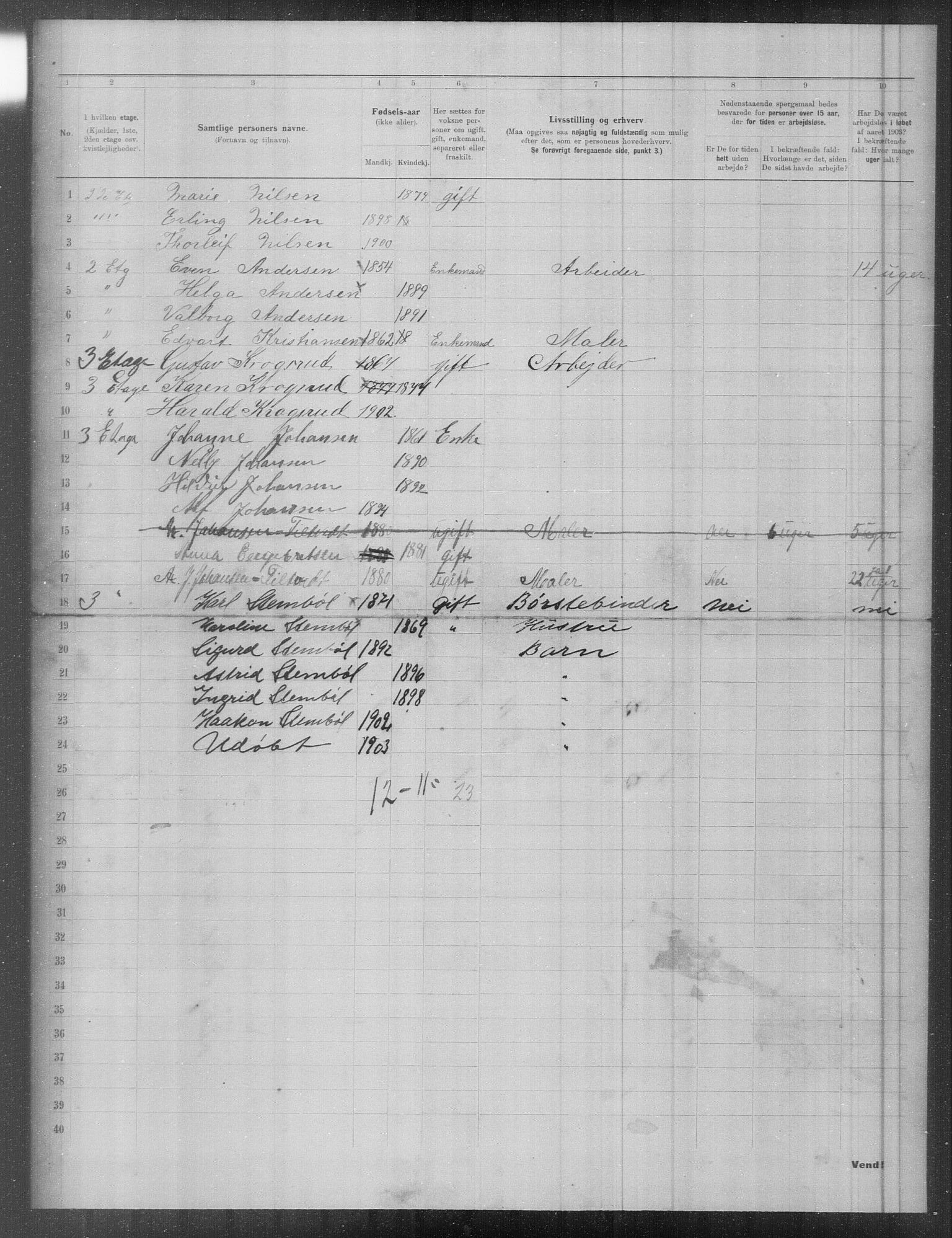 OBA, Municipal Census 1903 for Kristiania, 1903, p. 4918