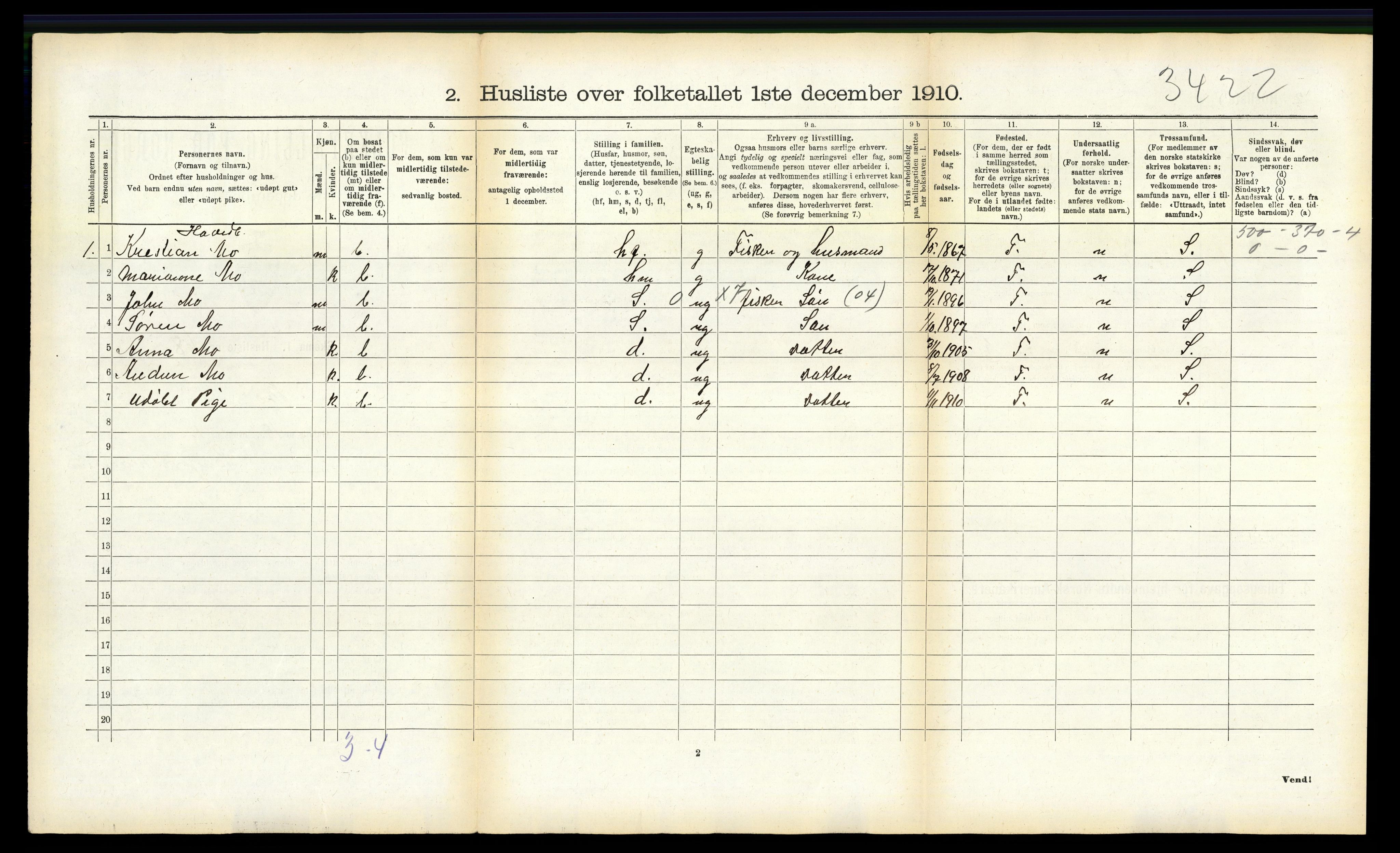 RA, 1910 census for Bø, 1910, p. 444