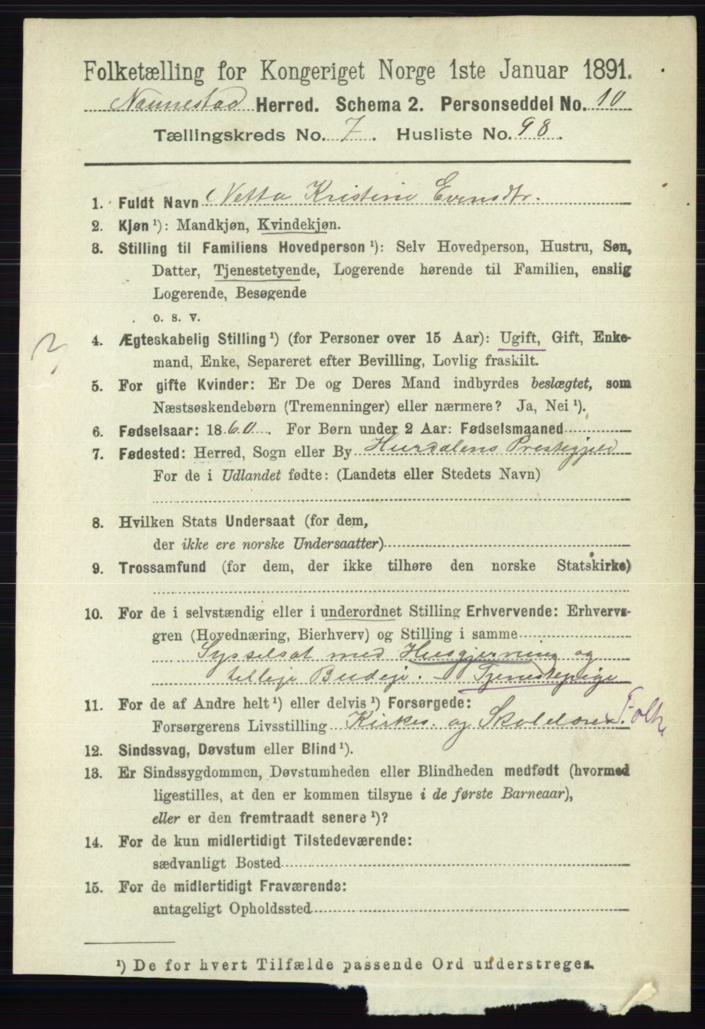 RA, 1891 census for 0238 Nannestad, 1891, p. 4329