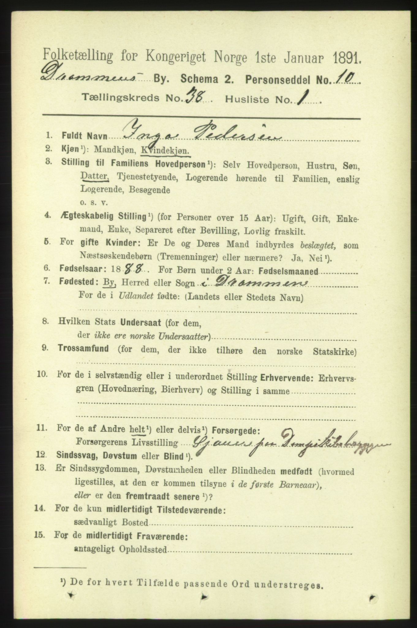 RA, 1891 census for 0602 Drammen, 1891, p. 22945