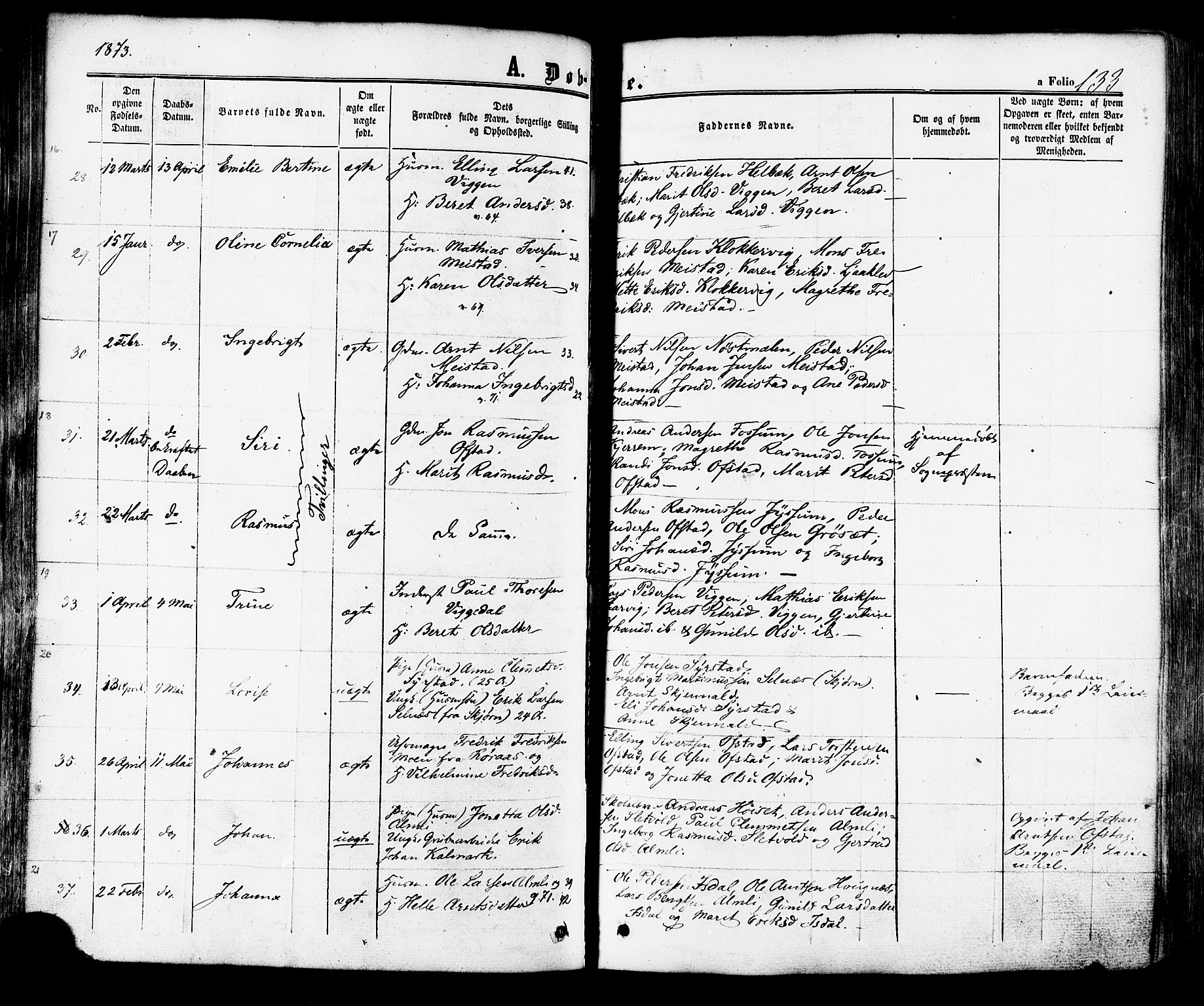 Ministerialprotokoller, klokkerbøker og fødselsregistre - Sør-Trøndelag, SAT/A-1456/665/L0772: Parish register (official) no. 665A07, 1856-1878, p. 133