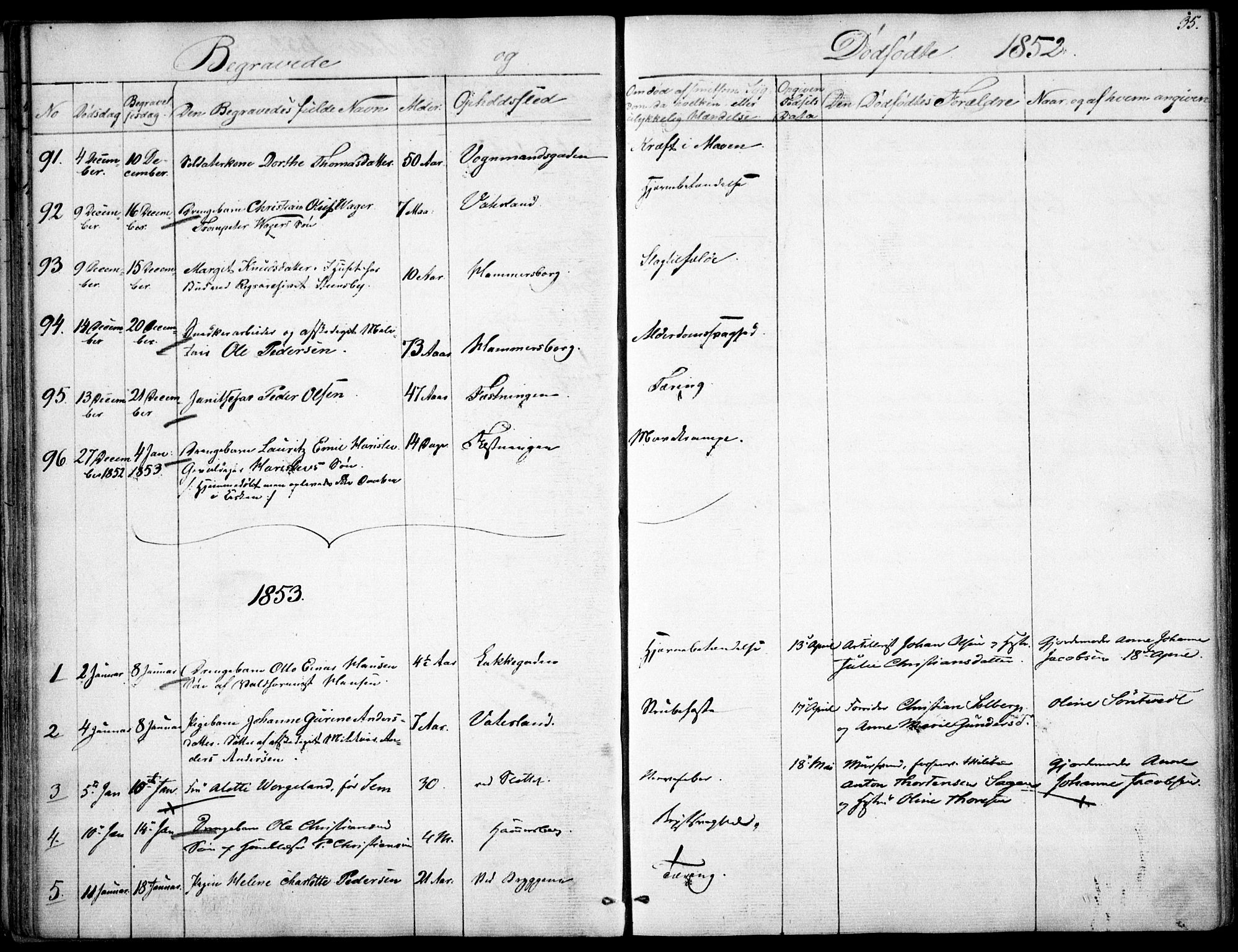 Garnisonsmenigheten Kirkebøker, AV/SAO-A-10846/F/Fa/L0009: Parish register (official) no. 9, 1842-1859, p. 35