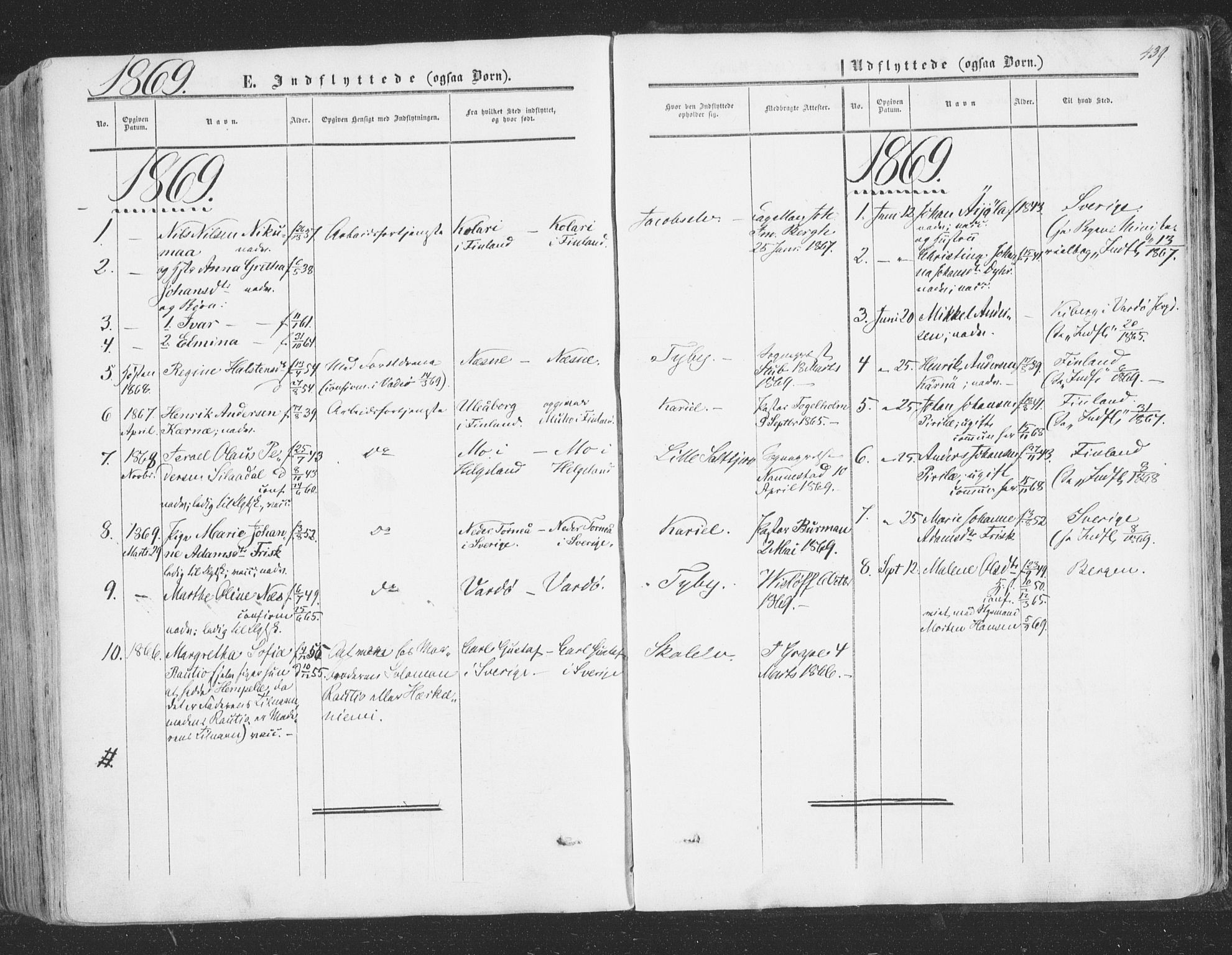 Vadsø sokneprestkontor, SATØ/S-1325/H/Ha/L0004kirke: Parish register (official) no. 4, 1854-1880, p. 439