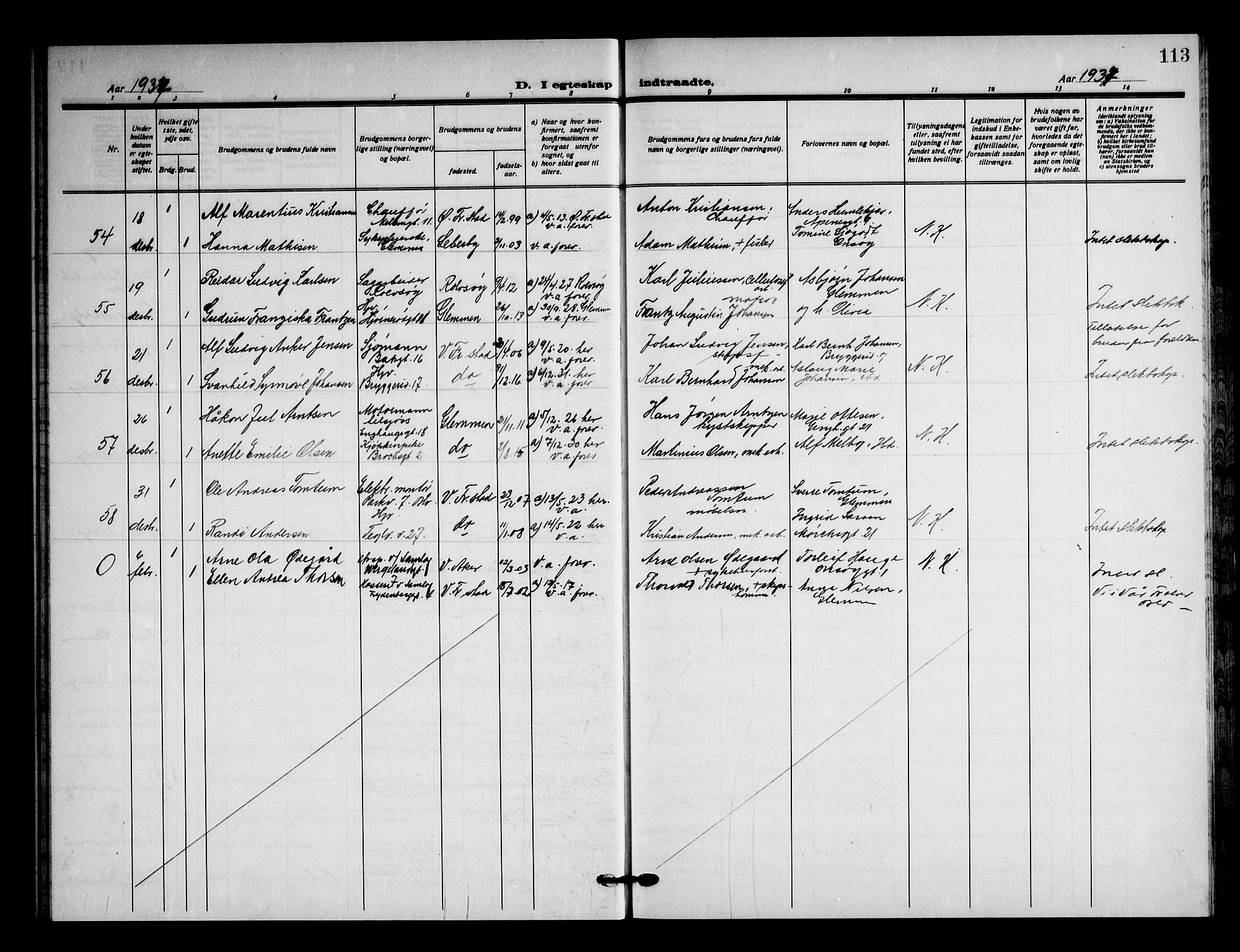 Fredrikstad domkirkes prestekontor Kirkebøker, AV/SAO-A-10906/G/Ga/L0006: Parish register (copy) no. 6, 1923-1949, p. 113