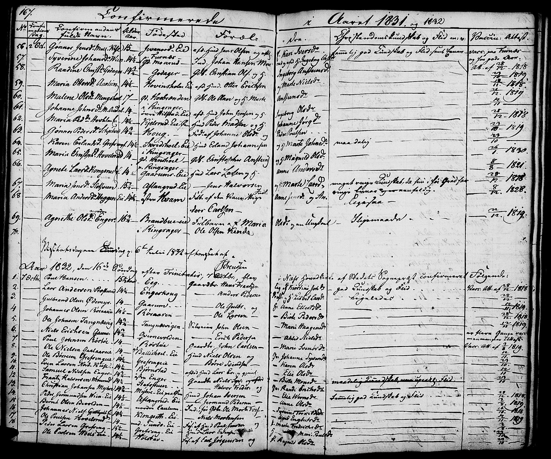 Nes prestekontor, Hedmark, SAH/PREST-020/K/Ka/L0003: Parish register (official) no. 3, 1827-1851, p. 167