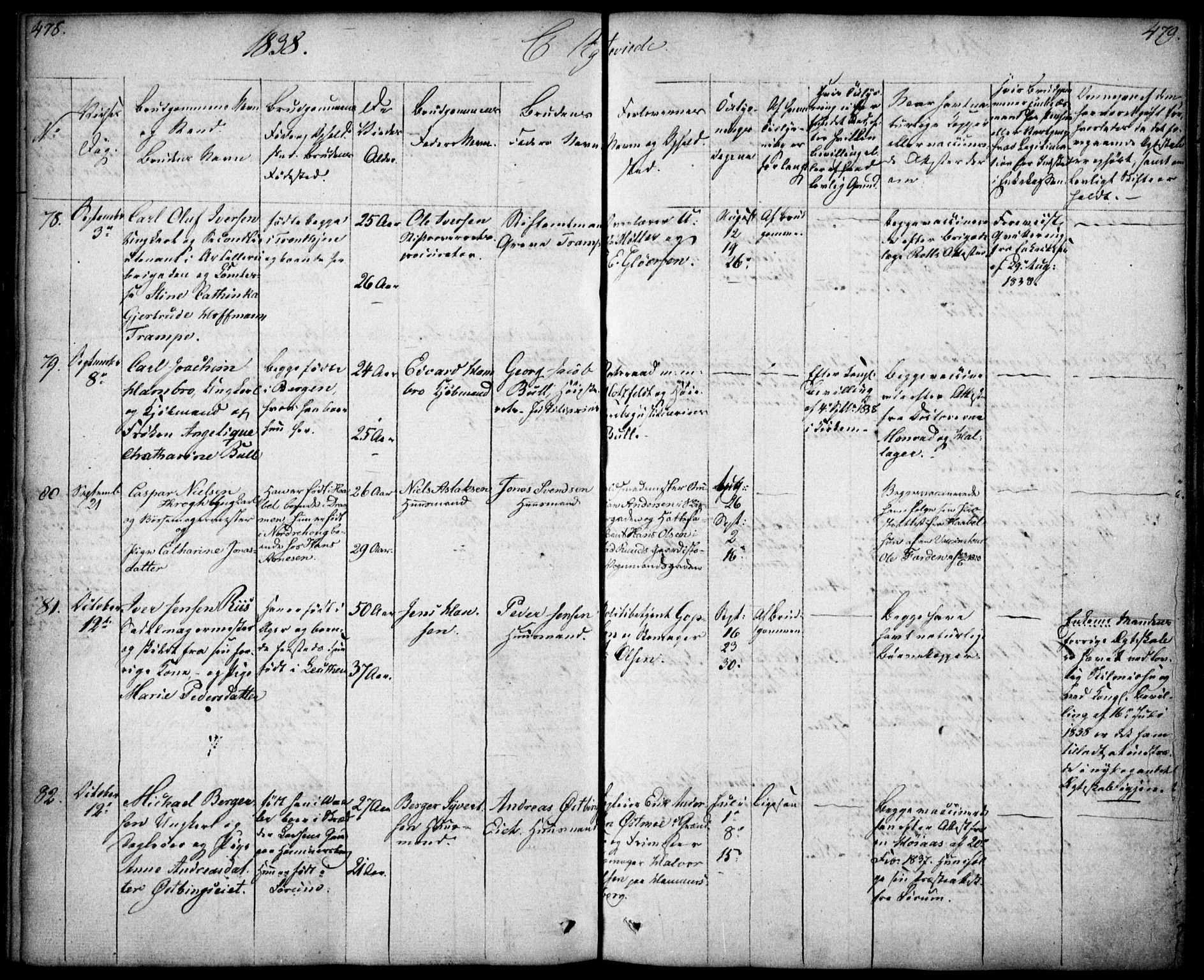 Oslo domkirke Kirkebøker, SAO/A-10752/F/Fa/L0019: Parish register (official) no. 19, 1828-1847, p. 478-479