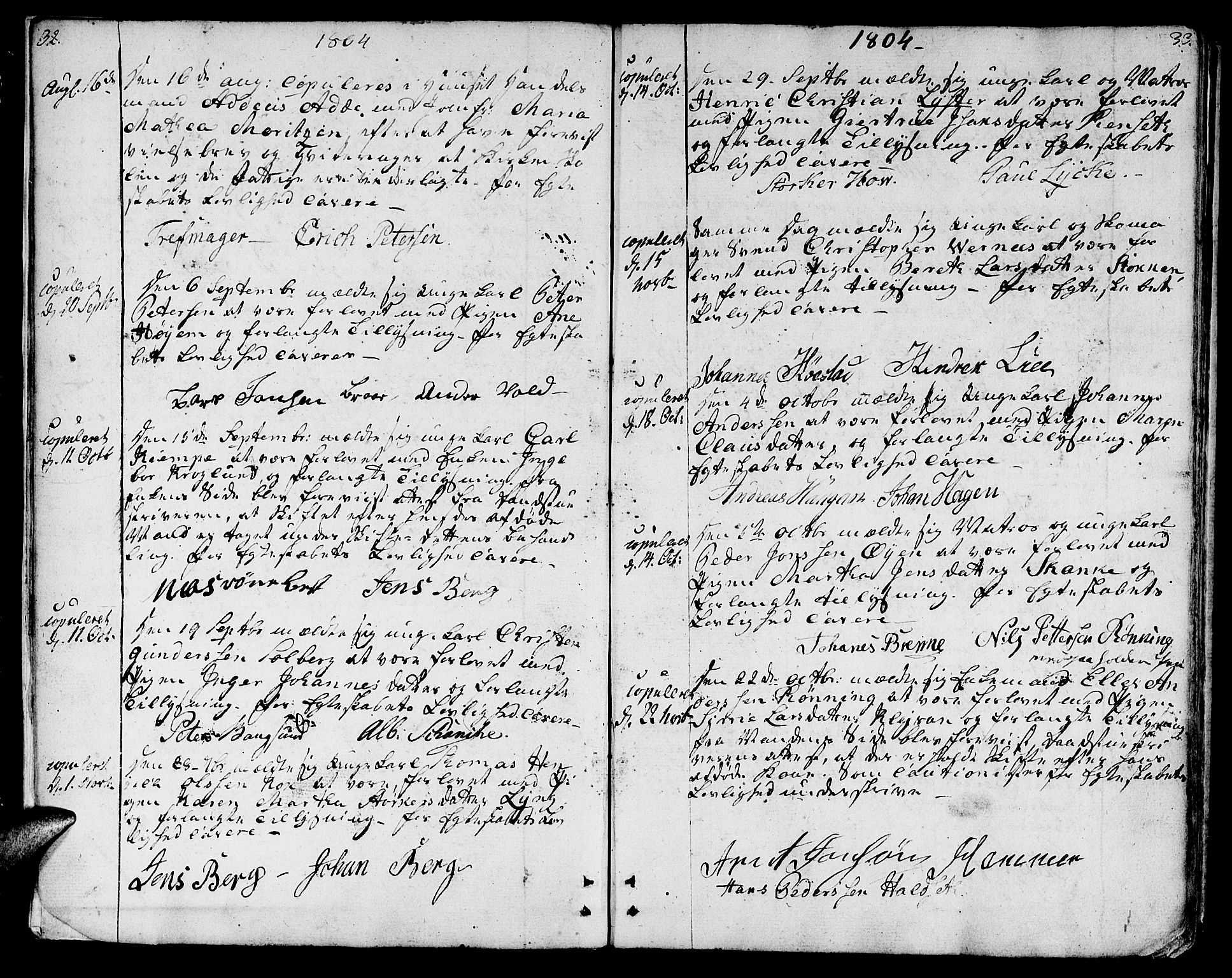 Ministerialprotokoller, klokkerbøker og fødselsregistre - Sør-Trøndelag, SAT/A-1456/601/L0042: Parish register (official) no. 601A10, 1802-1830, p. 32-33