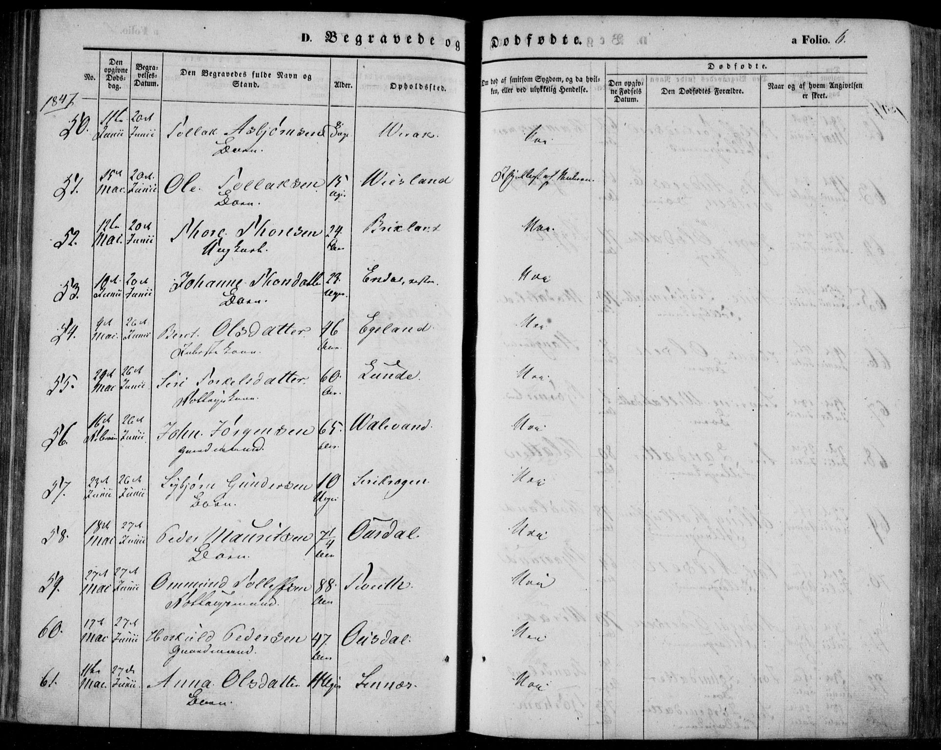 Bakke sokneprestkontor, AV/SAK-1111-0002/F/Fa/Faa/L0005: Parish register (official) no. A 5, 1847-1855, p. 6