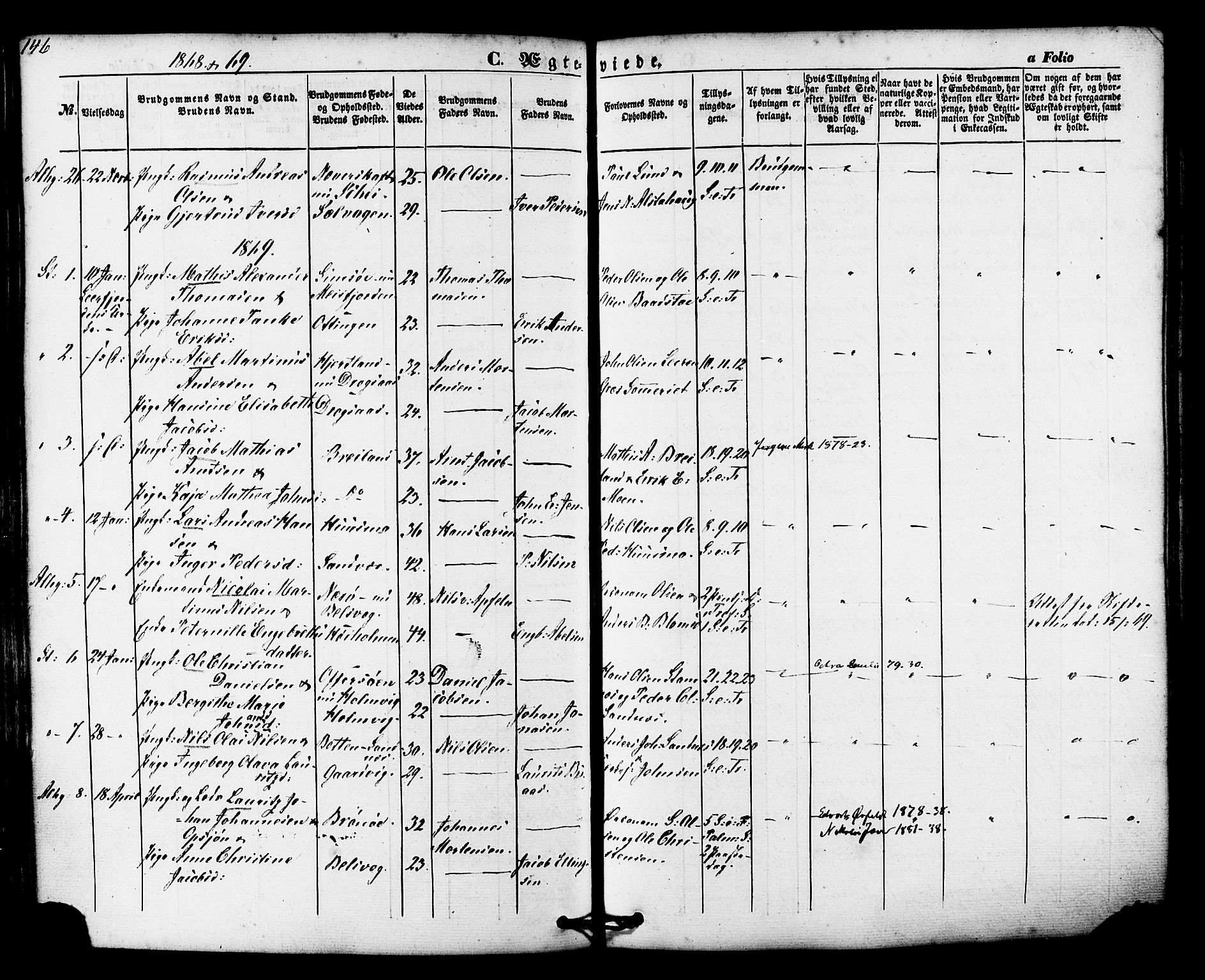 Ministerialprotokoller, klokkerbøker og fødselsregistre - Nordland, SAT/A-1459/830/L0448: Parish register (official) no. 830A12, 1855-1878, p. 146