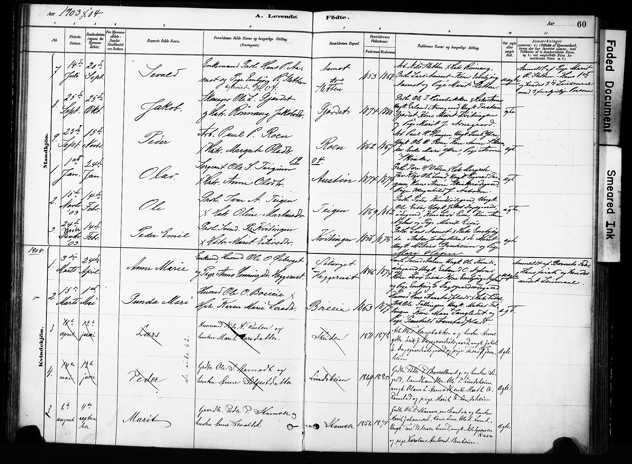 Skjåk prestekontor, SAH/PREST-072/H/Ha/Haa/L0004: Parish register (official) no. 4, 1880-1904, p. 60