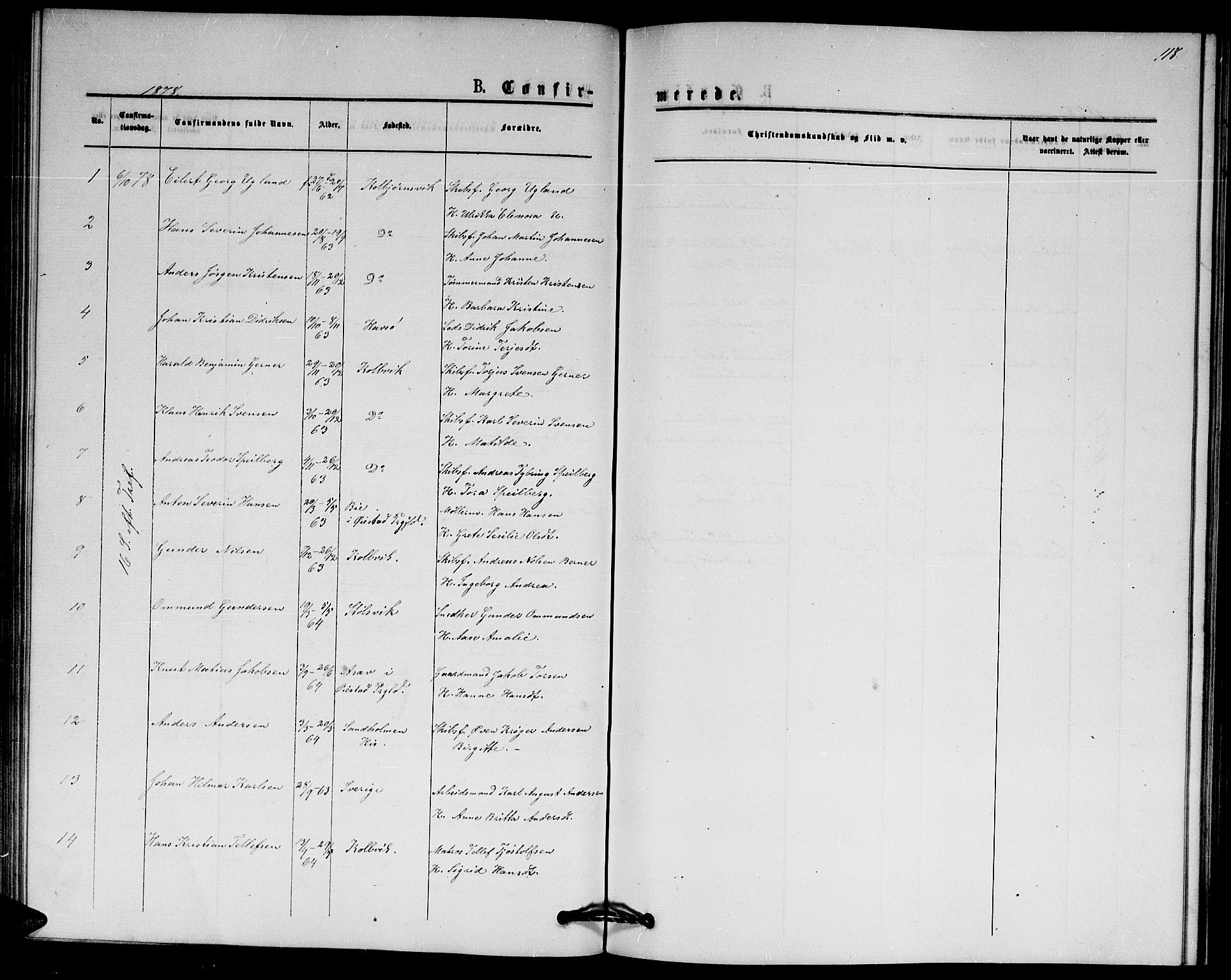 Hisøy sokneprestkontor, SAK/1111-0020/F/Fb/L0002: Parish register (copy) no. B 2, 1873-1885, p. 118