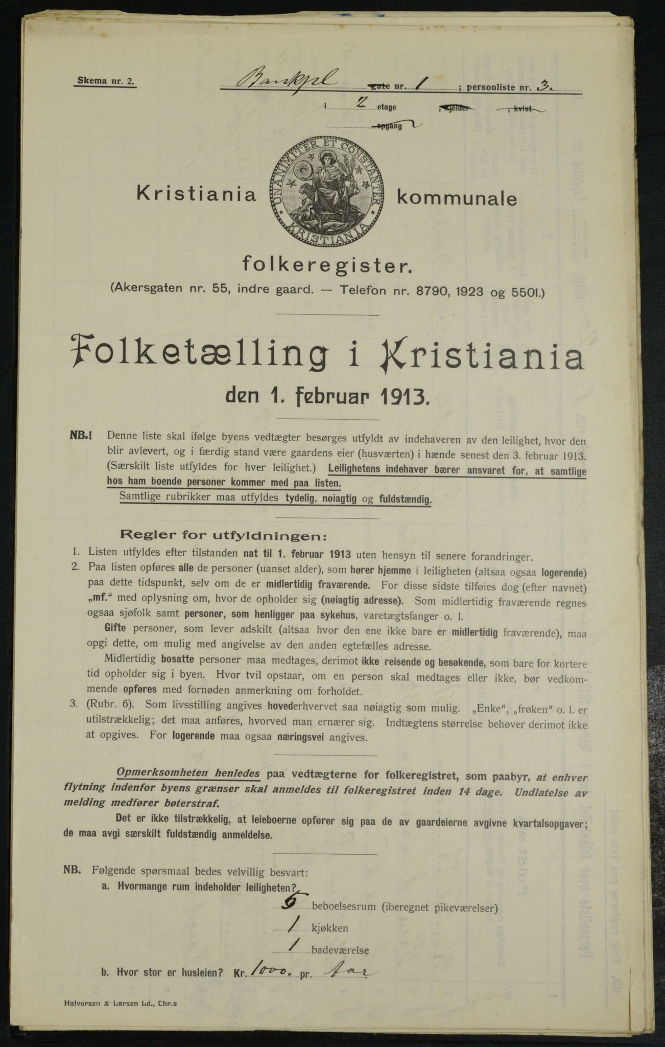 OBA, Municipal Census 1913 for Kristiania, 1913, p. 3197