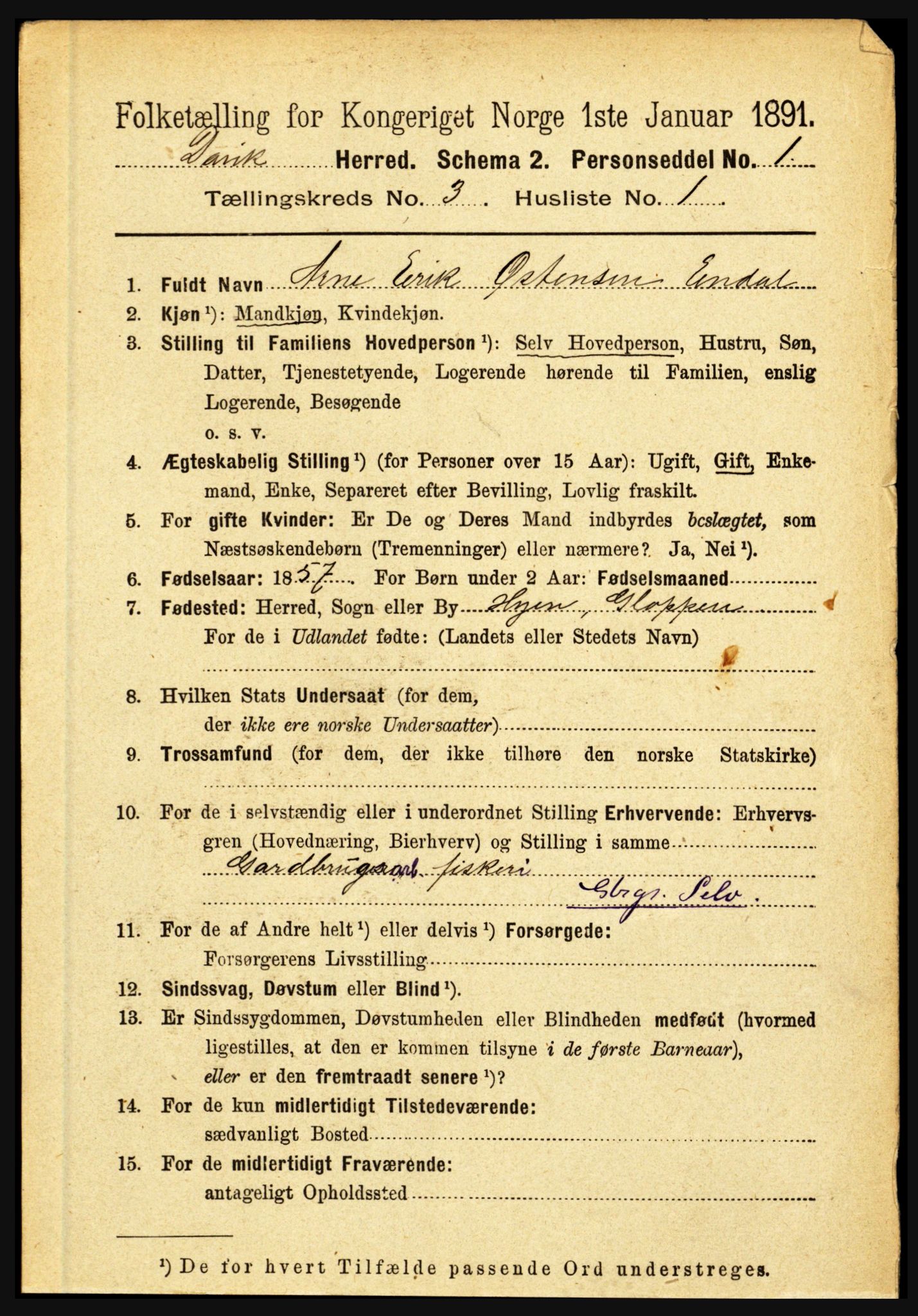 RA, 1891 census for 1442 Davik, 1891, p. 980