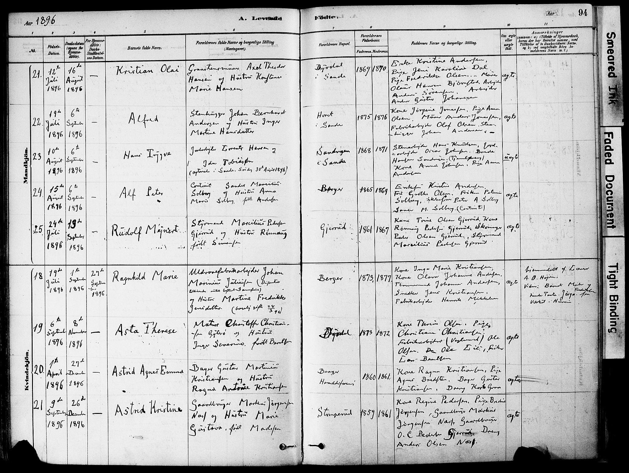 Strømm kirkebøker, AV/SAKO-A-322/F/Fa/L0004: Parish register (official) no. I 4, 1878-1899, p. 94