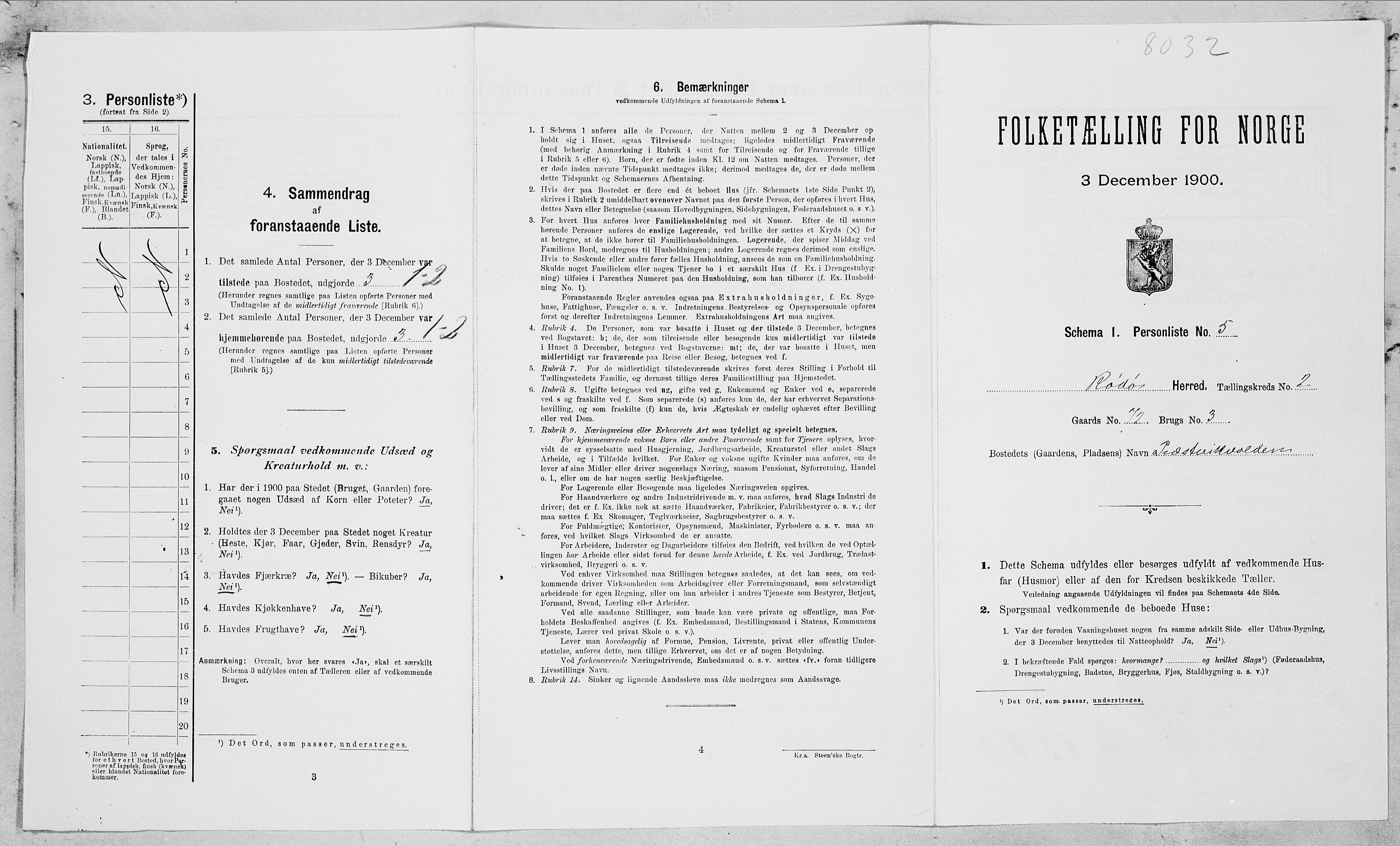 SAT, 1900 census for Rødøy, 1900, p. 122