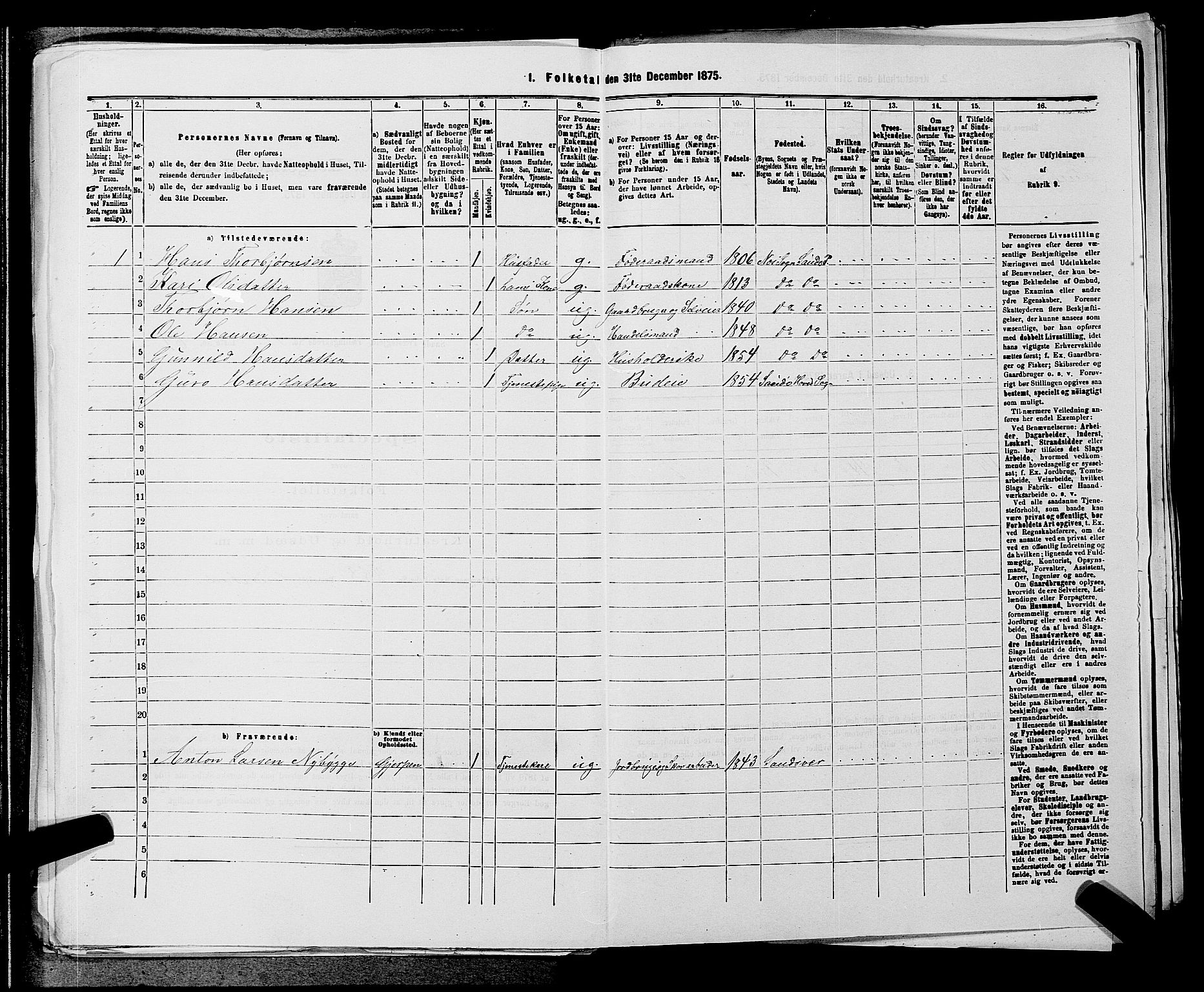 SAKO, 1875 census for 0822P Sauherad, 1875, p. 1486