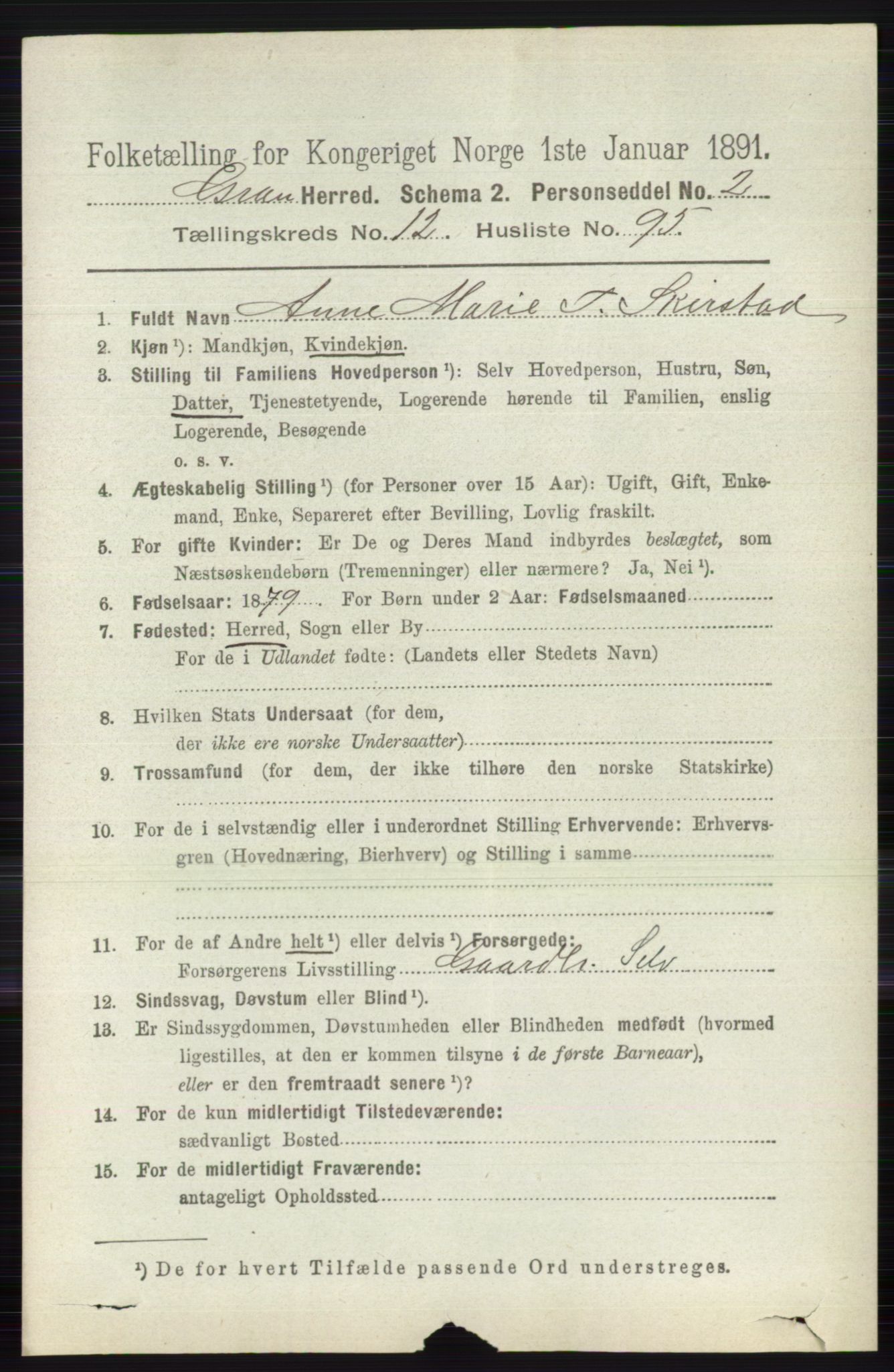 RA, 1891 census for 0534 Gran, 1891, p. 6774