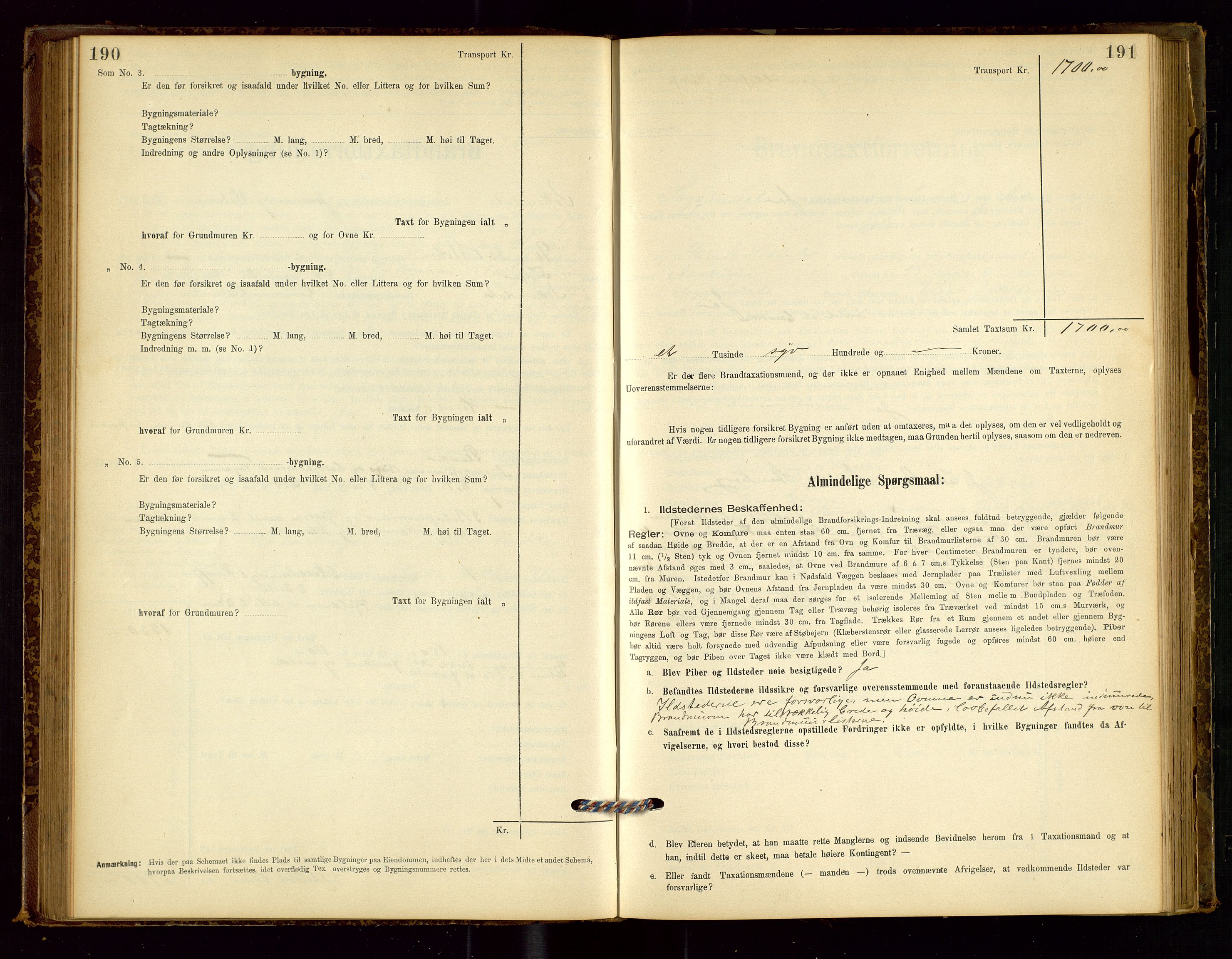 Sokndal lensmannskontor, AV/SAST-A-100417/Gob/L0001: "Brandtaxt-Protokol", 1895-1902, p. 190-191