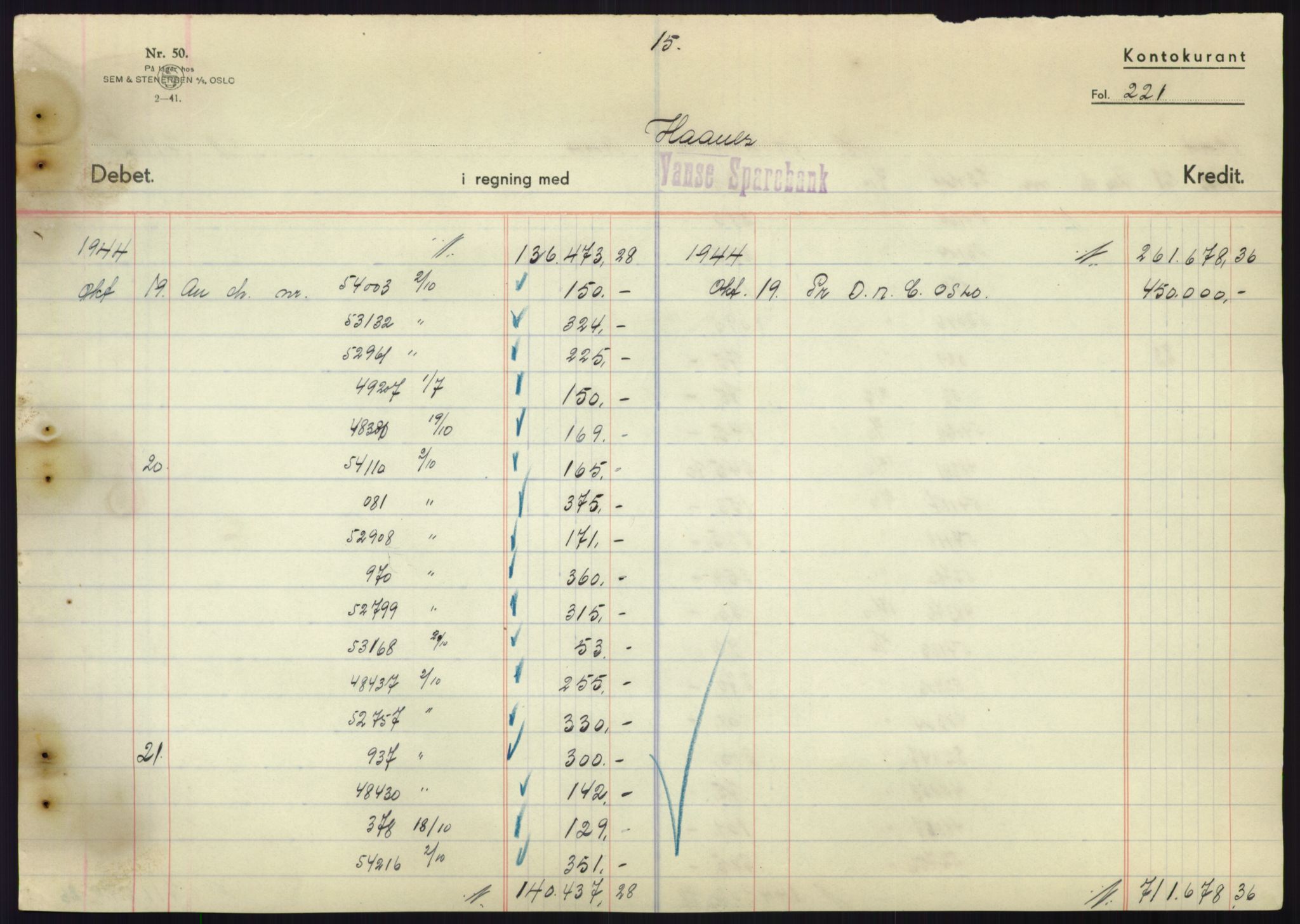 Forsvarsdepartementet, 10. kontor / Oppgjørskontoret, AV/RA-RAFA-1225/D/Db/L0180: Lista oppgjørskontor, 1942-1952, p. 2169