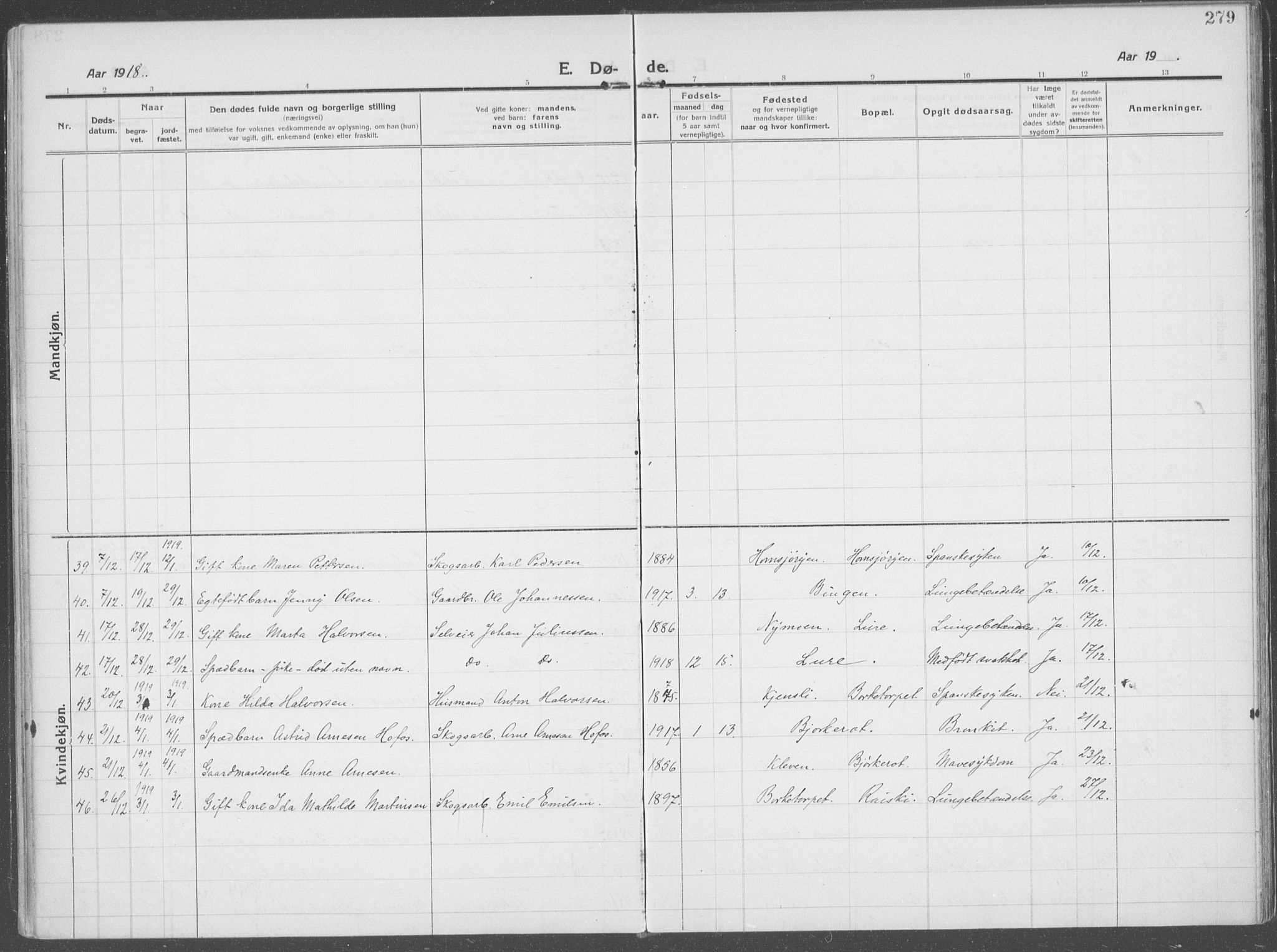 Brandval prestekontor, AV/SAH-PREST-034/H/Ha/Haa/L0004: Parish register (official) no. 4, 1910-1924, p. 279