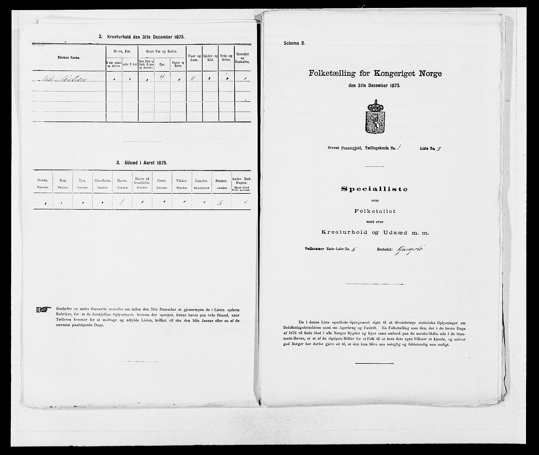 SAB, 1875 census for 1216P Sveio, 1875, p. 54