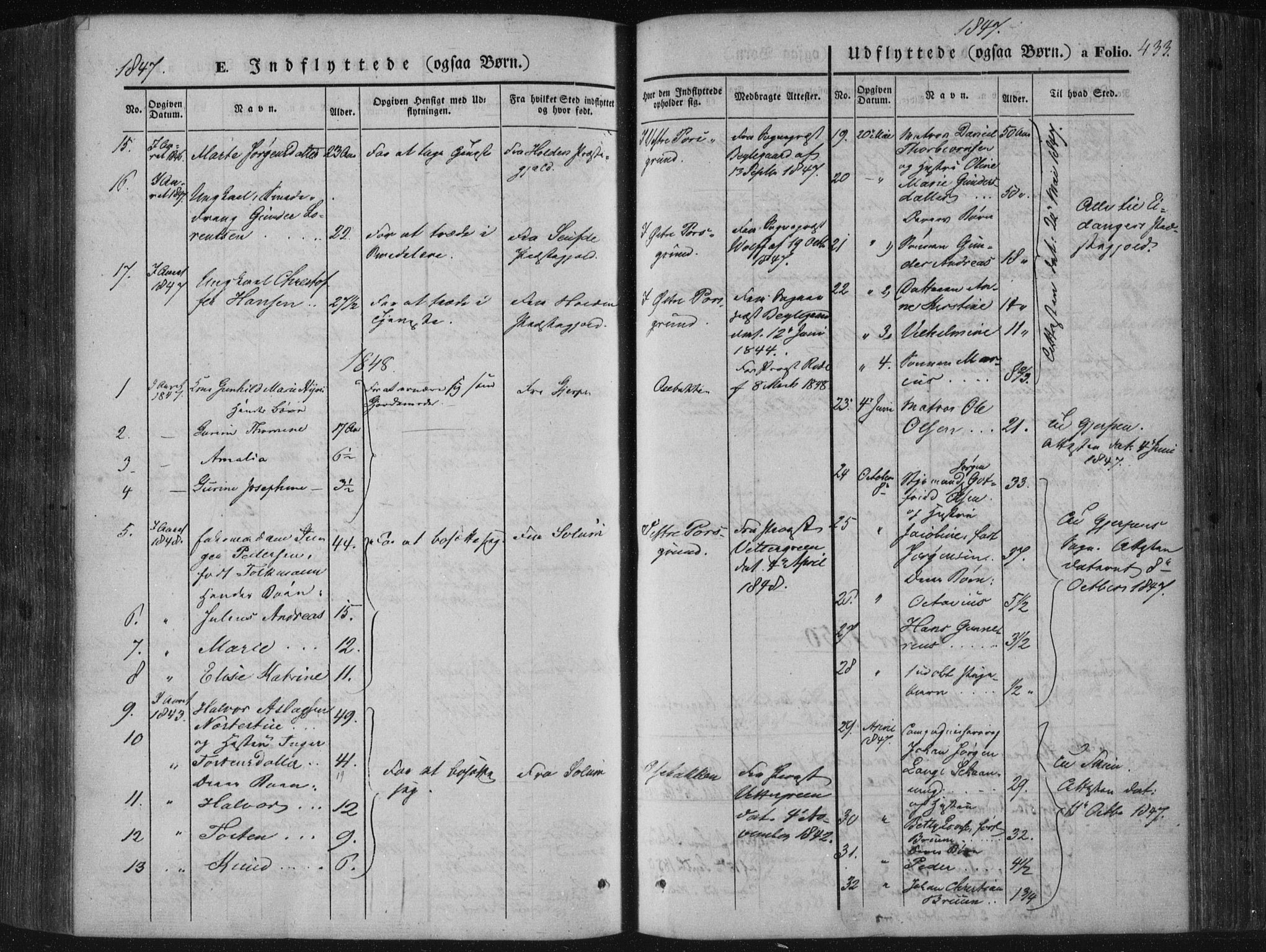 Porsgrunn kirkebøker , AV/SAKO-A-104/F/Fa/L0006: Parish register (official) no. 6, 1841-1857, p. 433