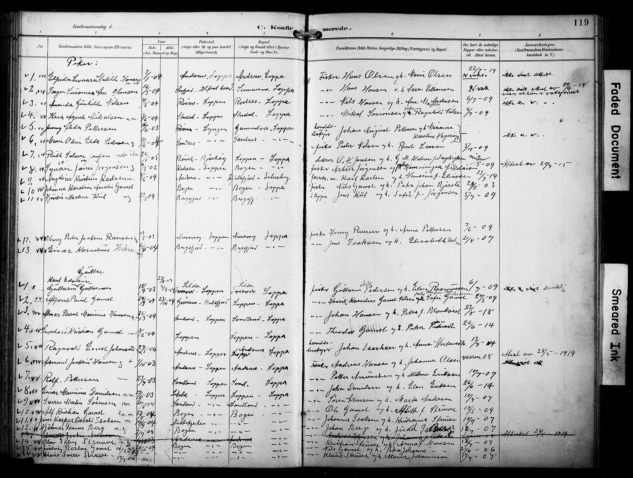 Loppa sokneprestkontor, SATØ/S-1339/H/Ha/L0009kirke: Parish register (official) no. 9, 1895-1909, p. 119