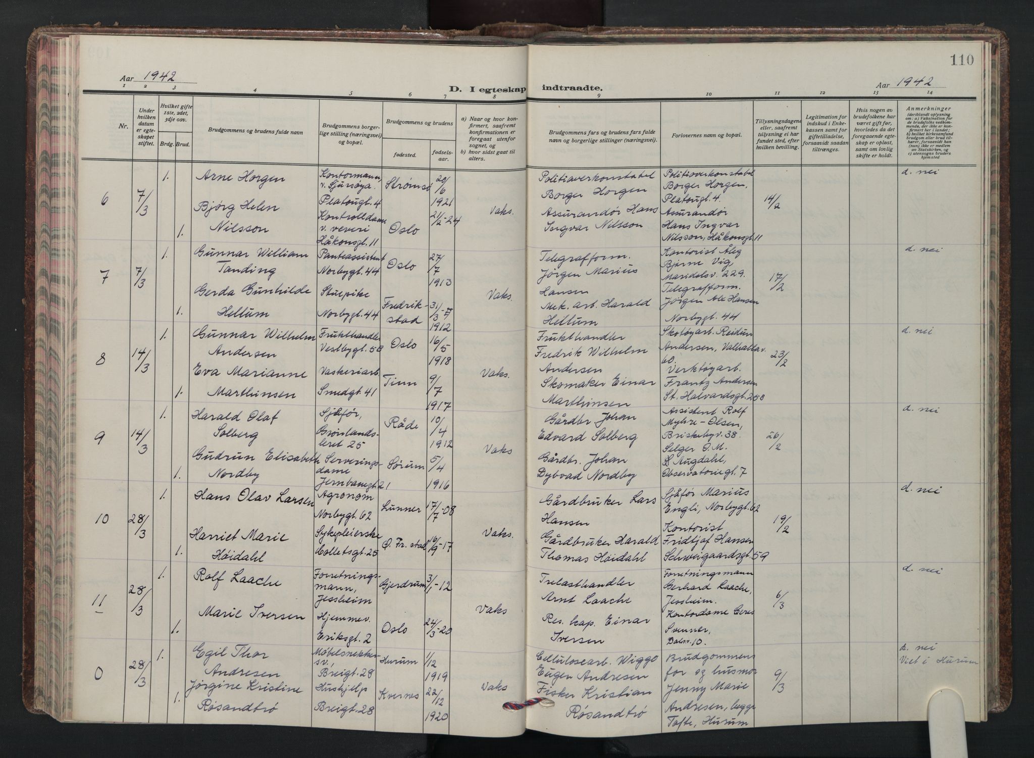 Grønland prestekontor Kirkebøker, AV/SAO-A-10848/F/Fa/L0020: Parish register (official) no. 20, 1935-1946, p. 110