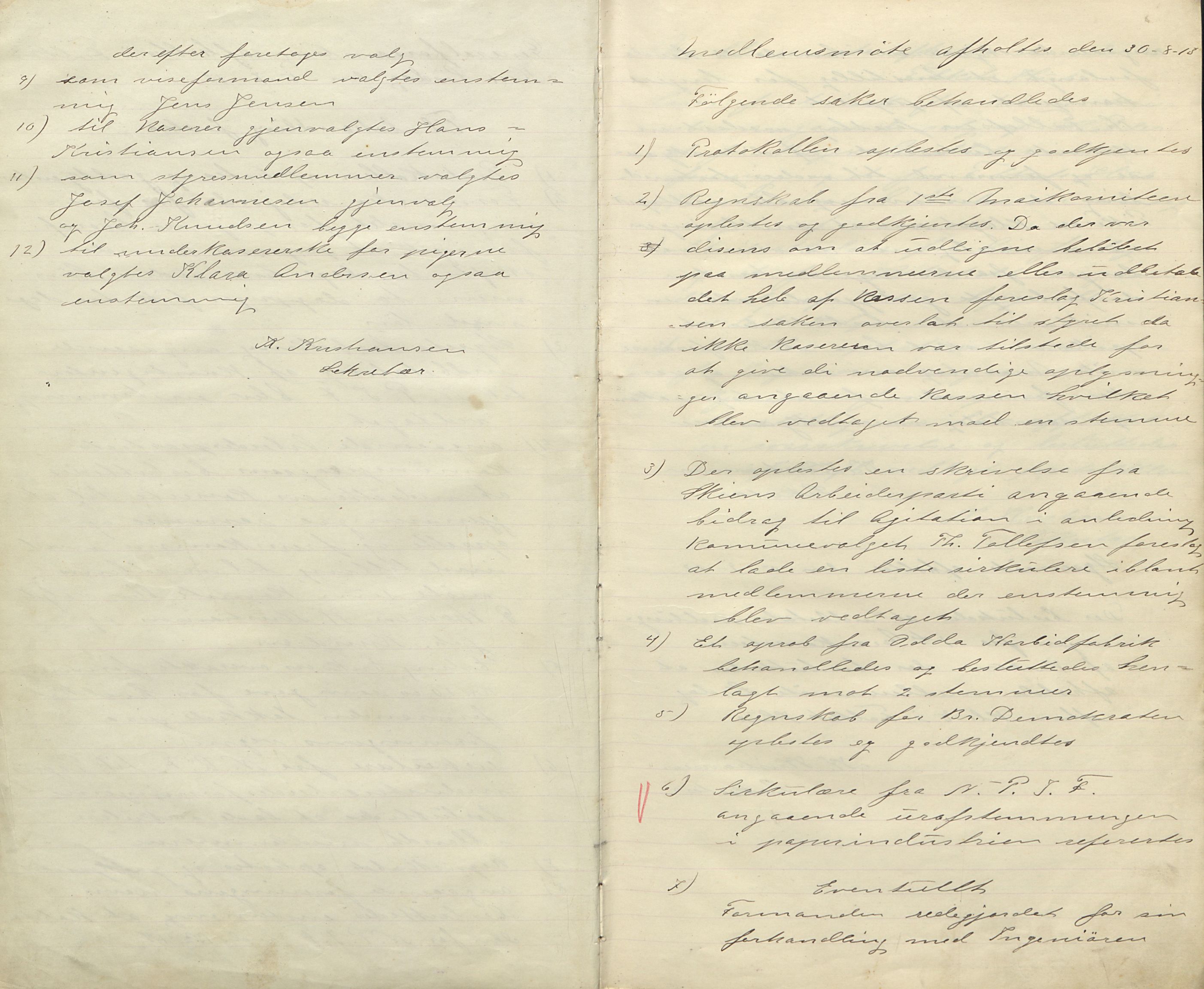 Avdeling 14 av Norsk papirindustriarbeiderforbund, Skien papirfabrikk, AAT/AAT-806075/A/L0002: Møtebok for Norsk Papirindustriarbeiderforbunds avdeling 14, 1913-1923