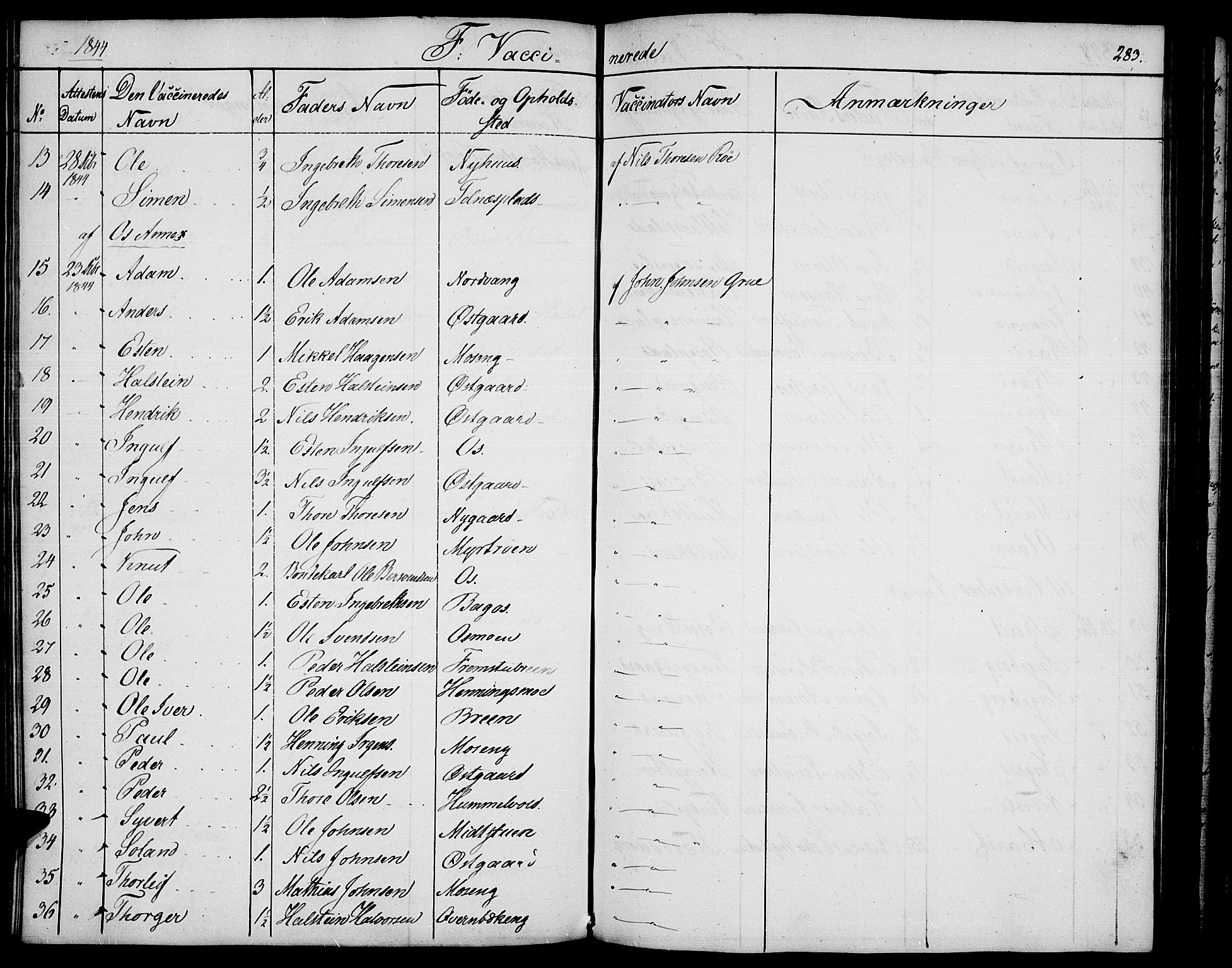 Tolga prestekontor, SAH/PREST-062/K/L0005: Parish register (official) no. 5, 1836-1852, p. 283