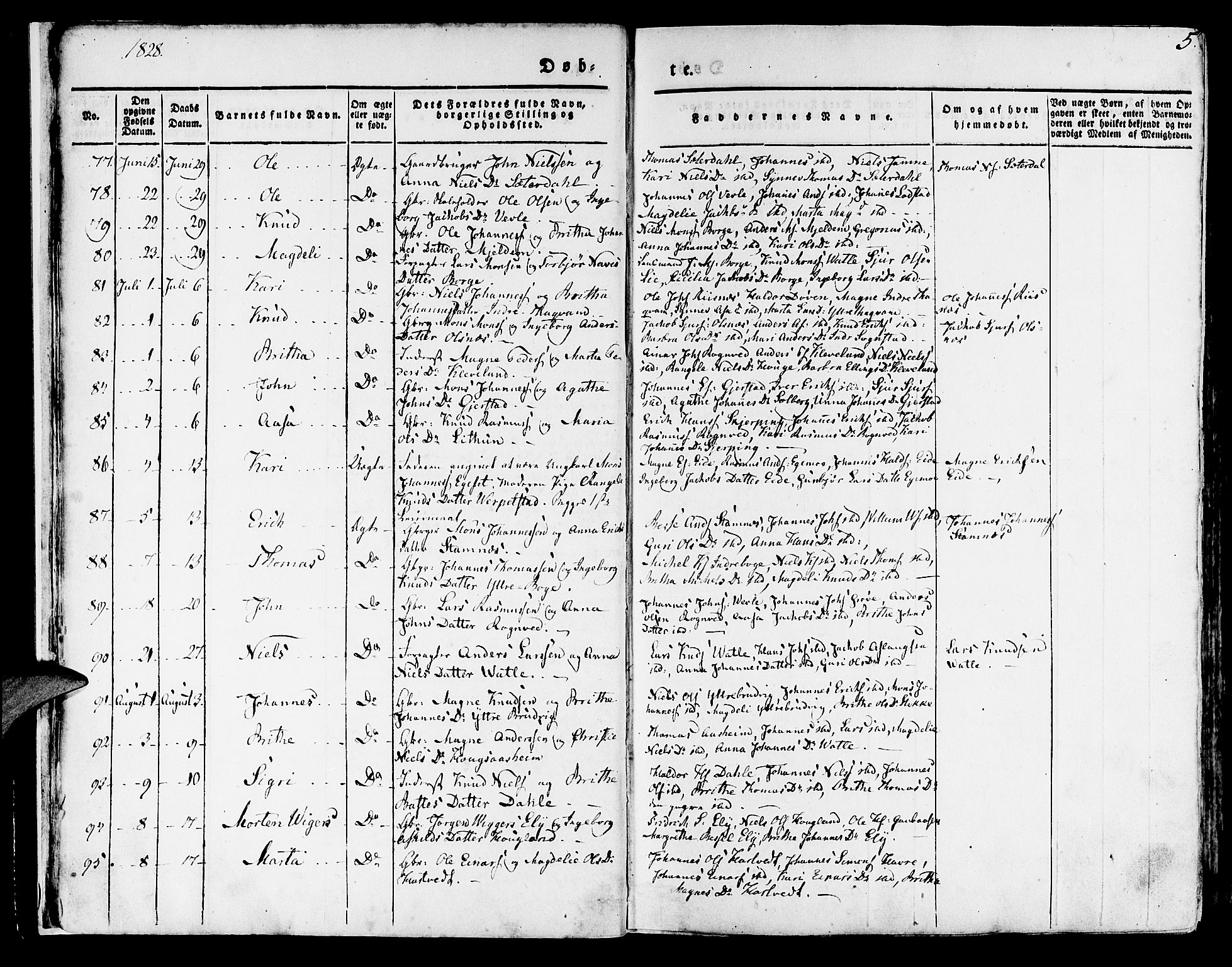 Haus sokneprestembete, AV/SAB-A-75601/H/Haa: Parish register (official) no. A 14, 1827-1838, p. 5