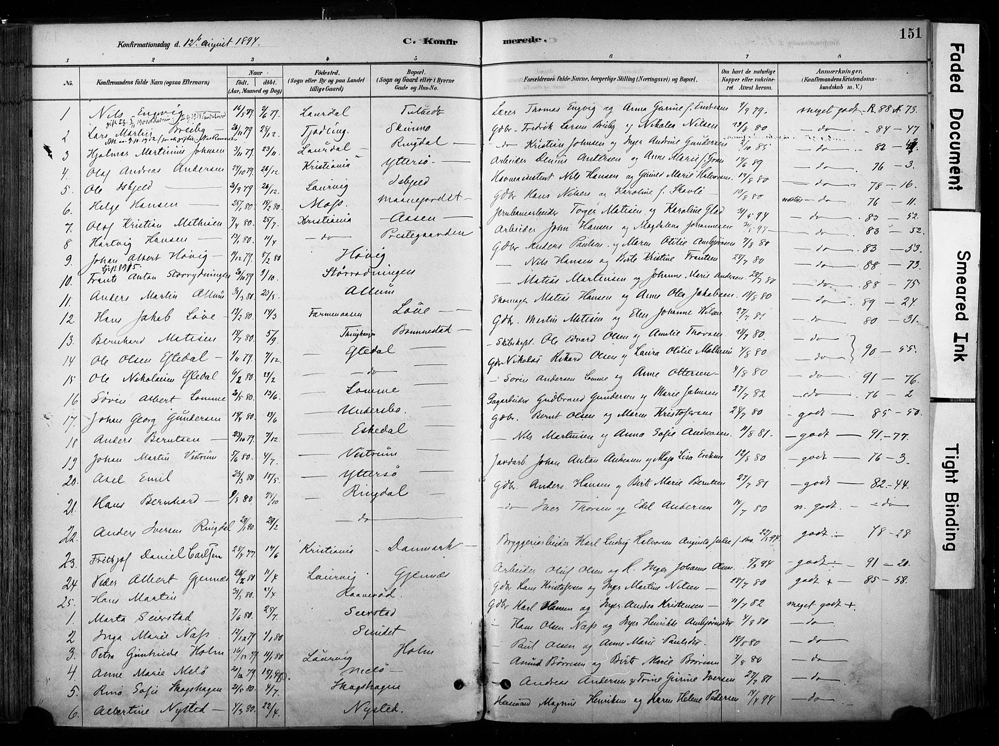 Hedrum kirkebøker, AV/SAKO-A-344/F/Fa/L0009: Parish register (official) no. I 9, 1881-1903, p. 151