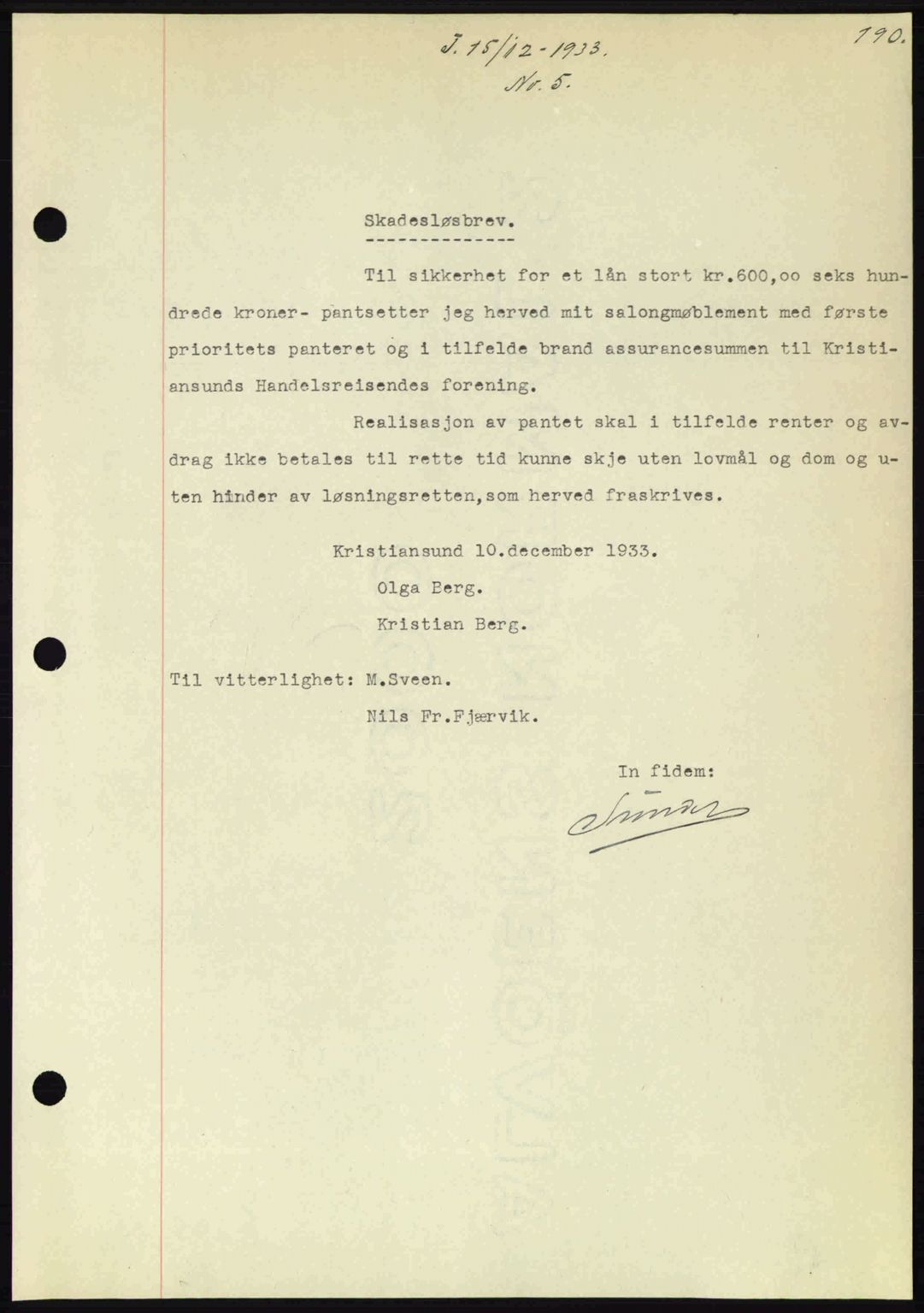 Kristiansund byfogd, AV/SAT-A-4587/A/27: Mortgage book no. 27, 1933-1934, Deed date: 15.12.1933