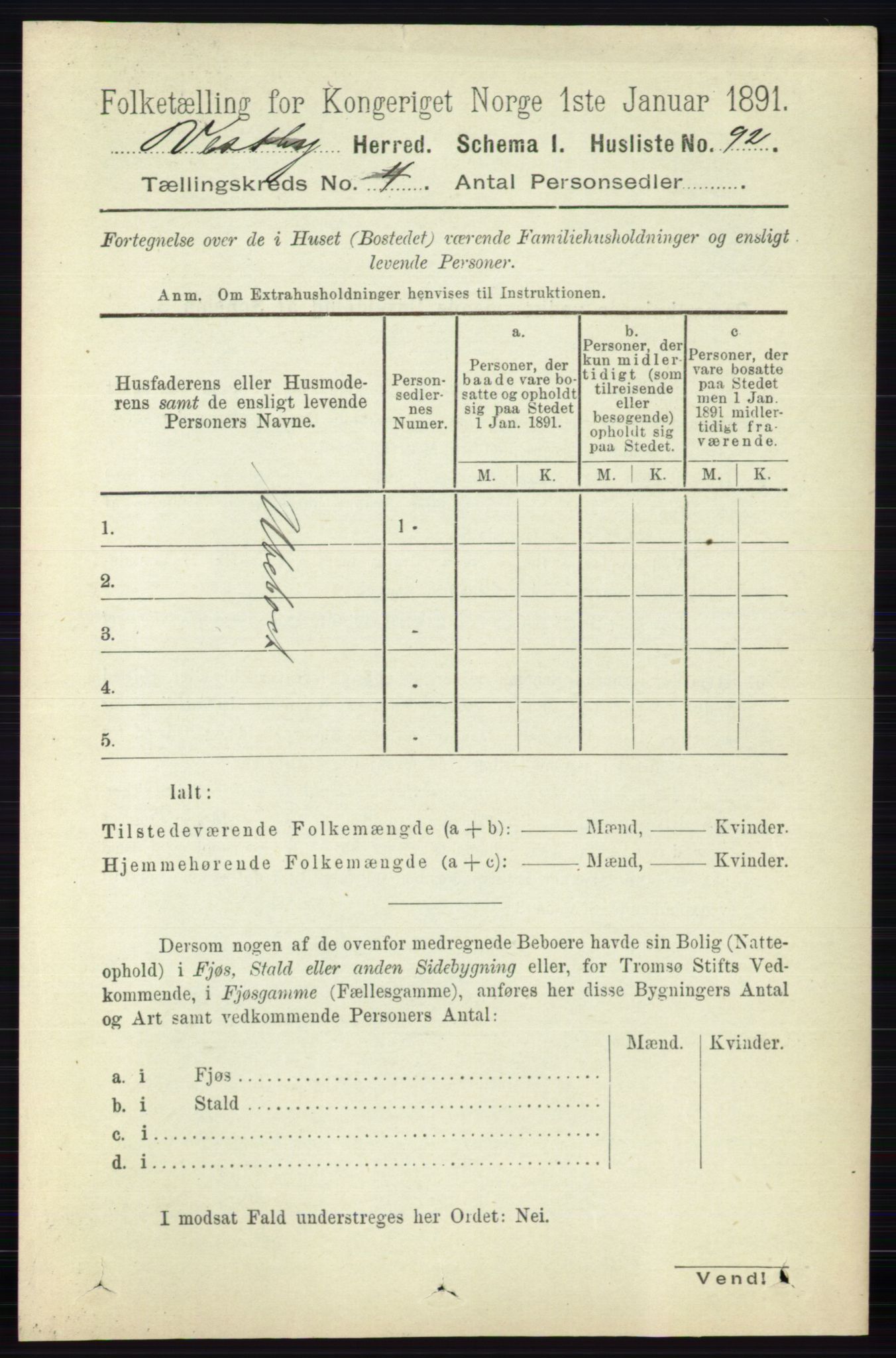 RA, 1891 census for 0211 Vestby, 1891, p. 1571