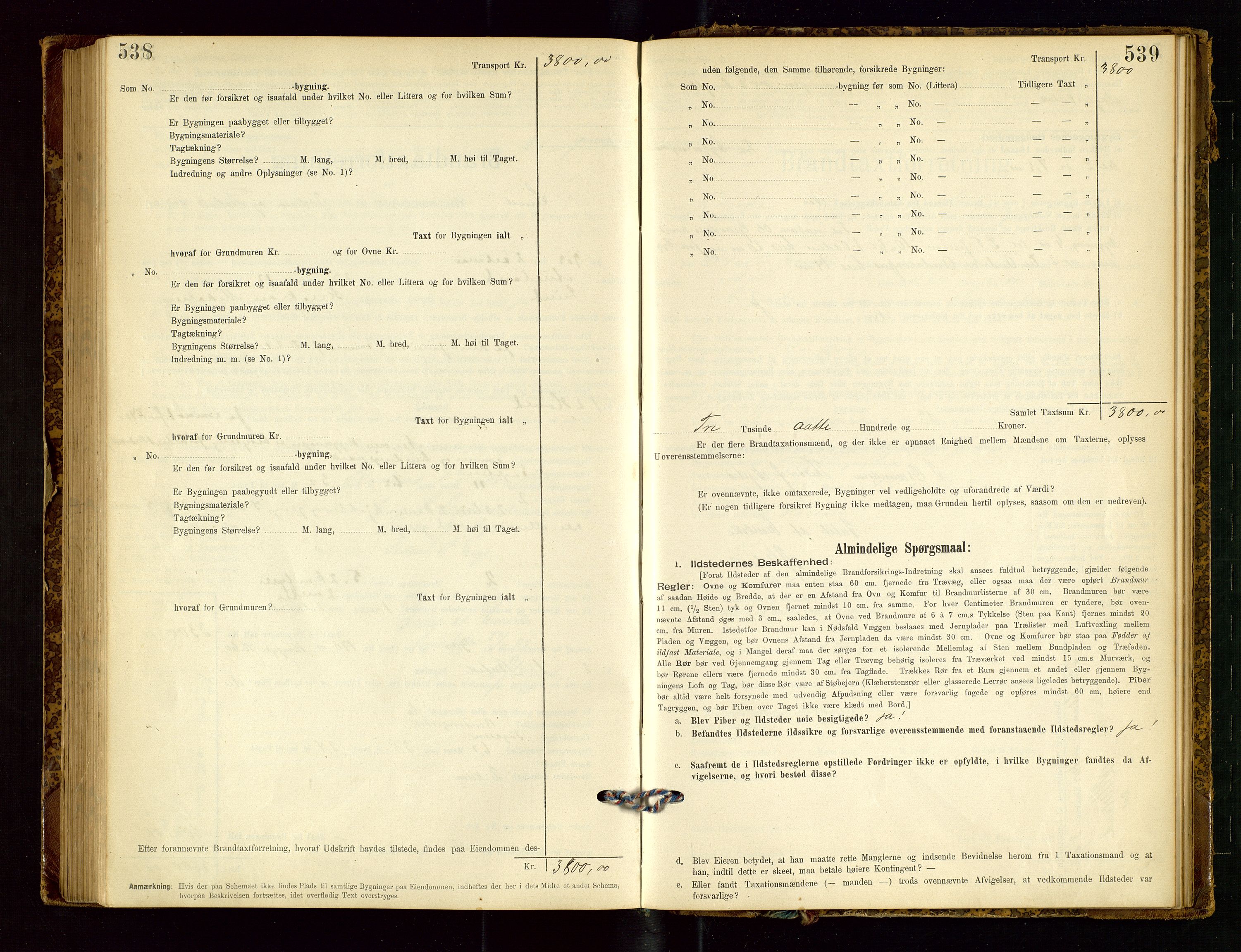 Lund lensmannskontor, SAST/A-100303/Gob/L0001: "Brandtakstprotokol", 1894-1907, p. 538-539