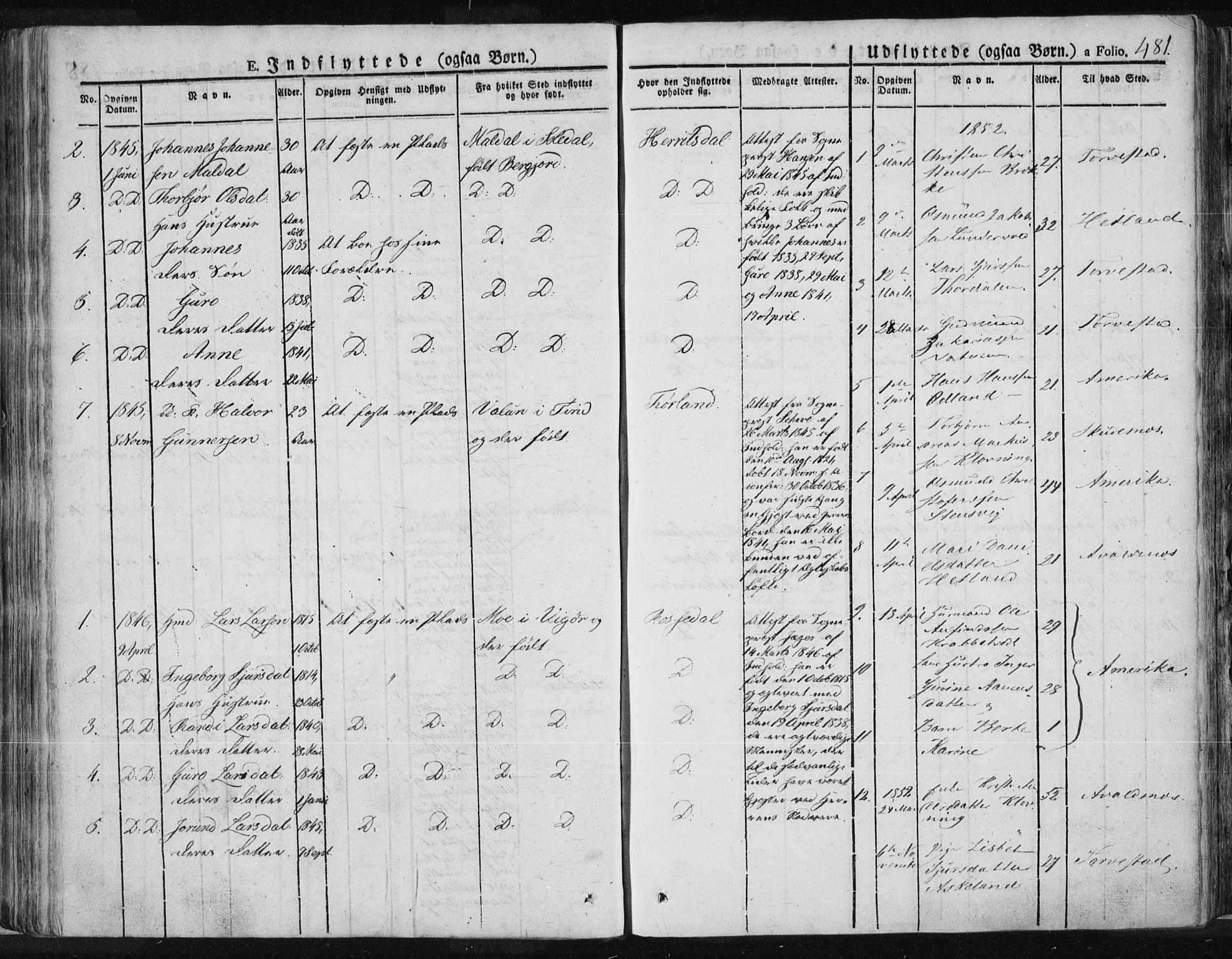 Tysvær sokneprestkontor, SAST/A -101864/H/Ha/Haa/L0001: Parish register (official) no. A 1.2, 1831-1856, p. 481