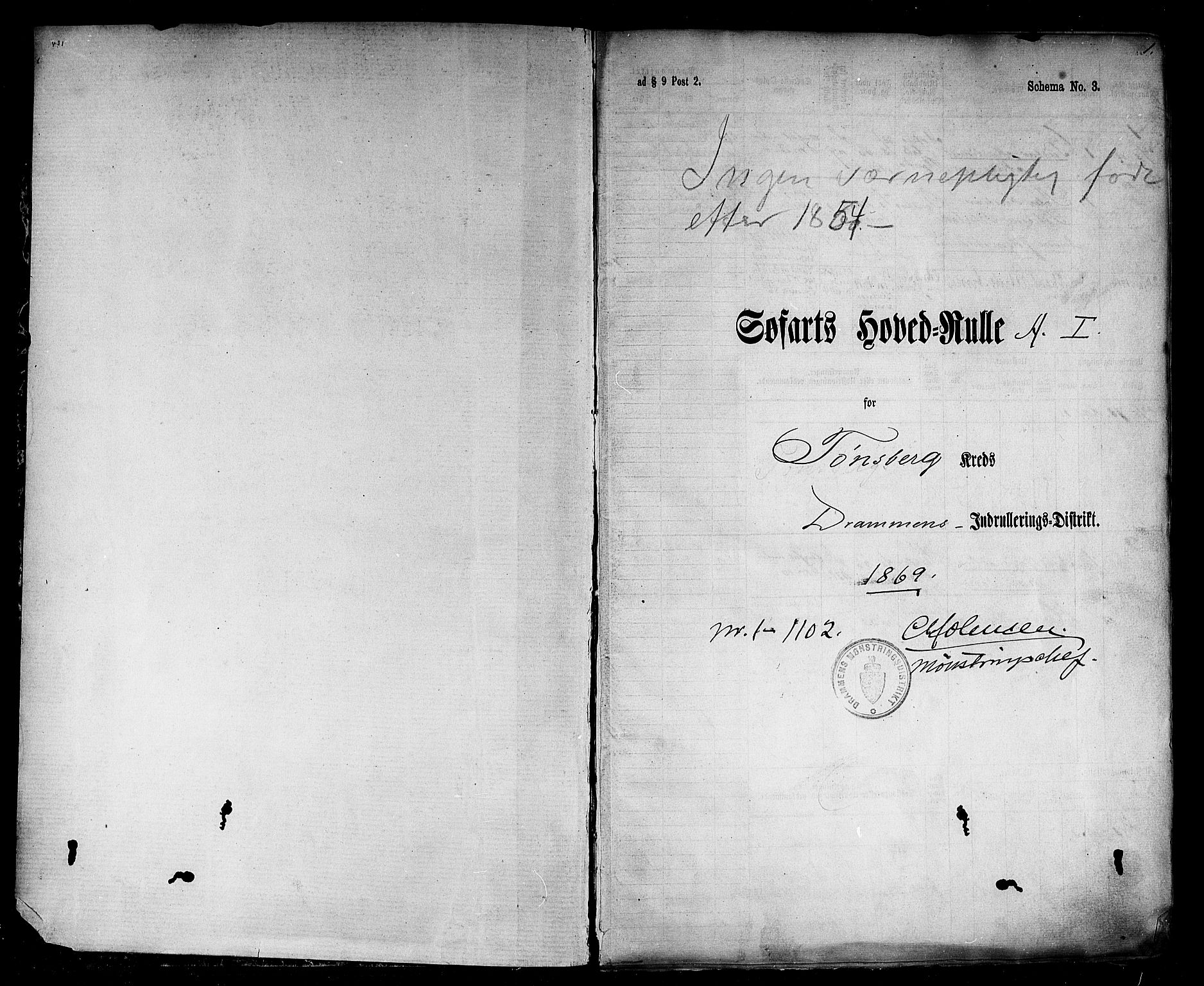 Tønsberg innrulleringskontor, SAKO/A-786/F/Fc/Fcb/L0001: Hovedrulle Patent nr. 1-1102, 1868, p. 2