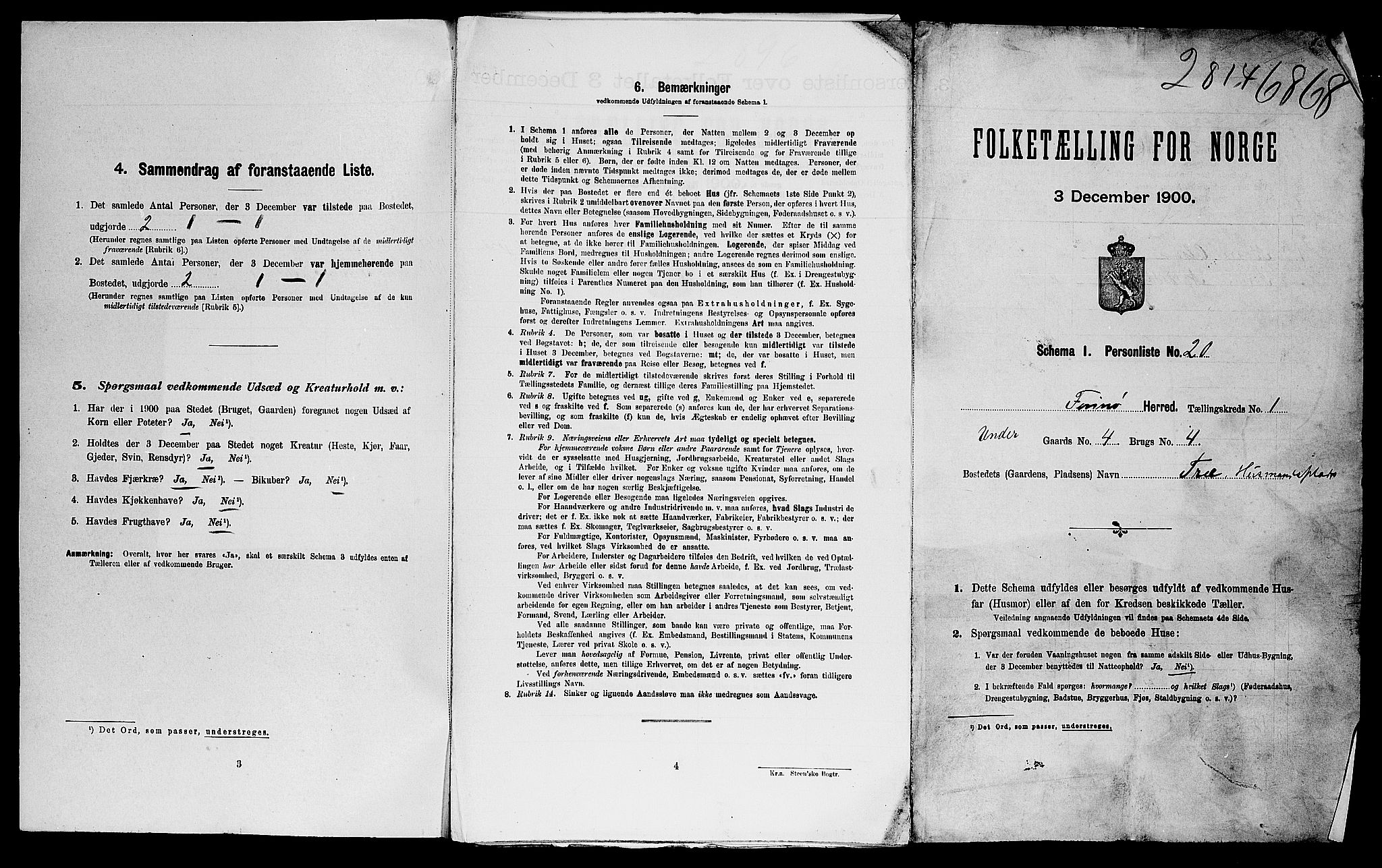 SAST, 1900 census for Finnøy, 1900, p. 34