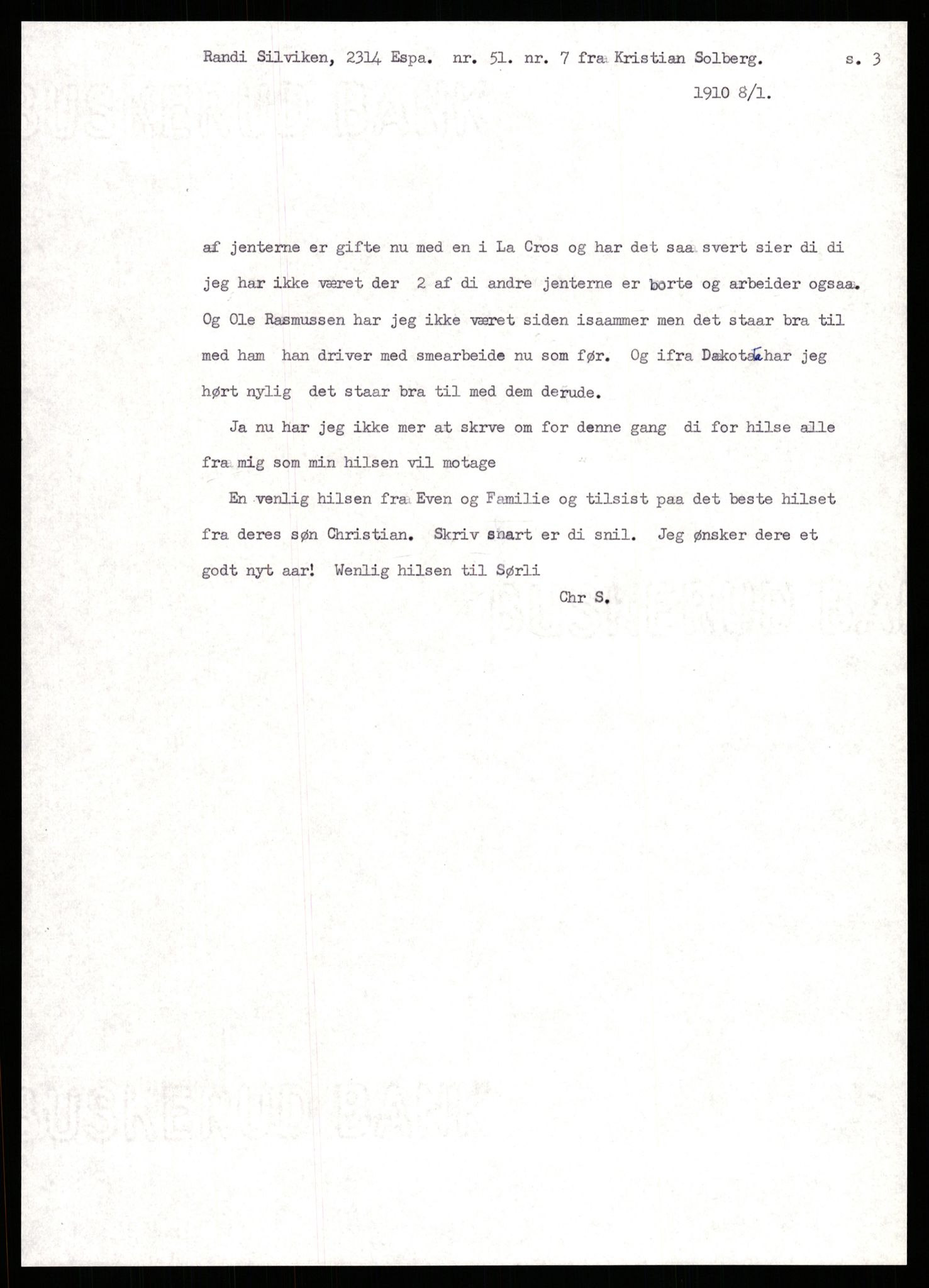 Samlinger til kildeutgivelse, Amerikabrevene, AV/RA-EA-4057/F/L0009: Innlån fra Hedmark: Statsarkivet i Hamar - Wærenskjold, 1838-1914, p. 508