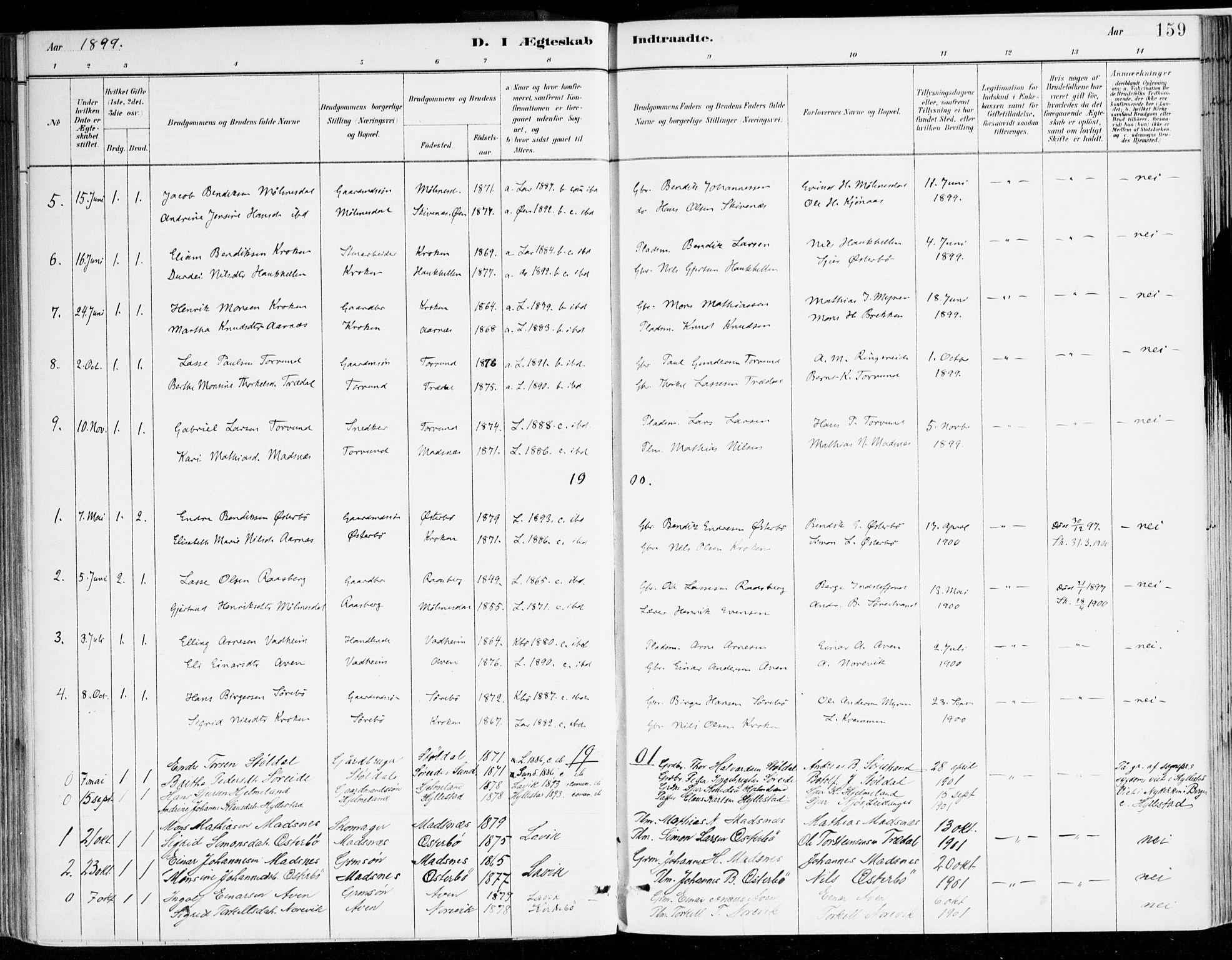 Lavik sokneprestembete, AV/SAB-A-80901: Parish register (official) no. B 1, 1882-1908, p. 159