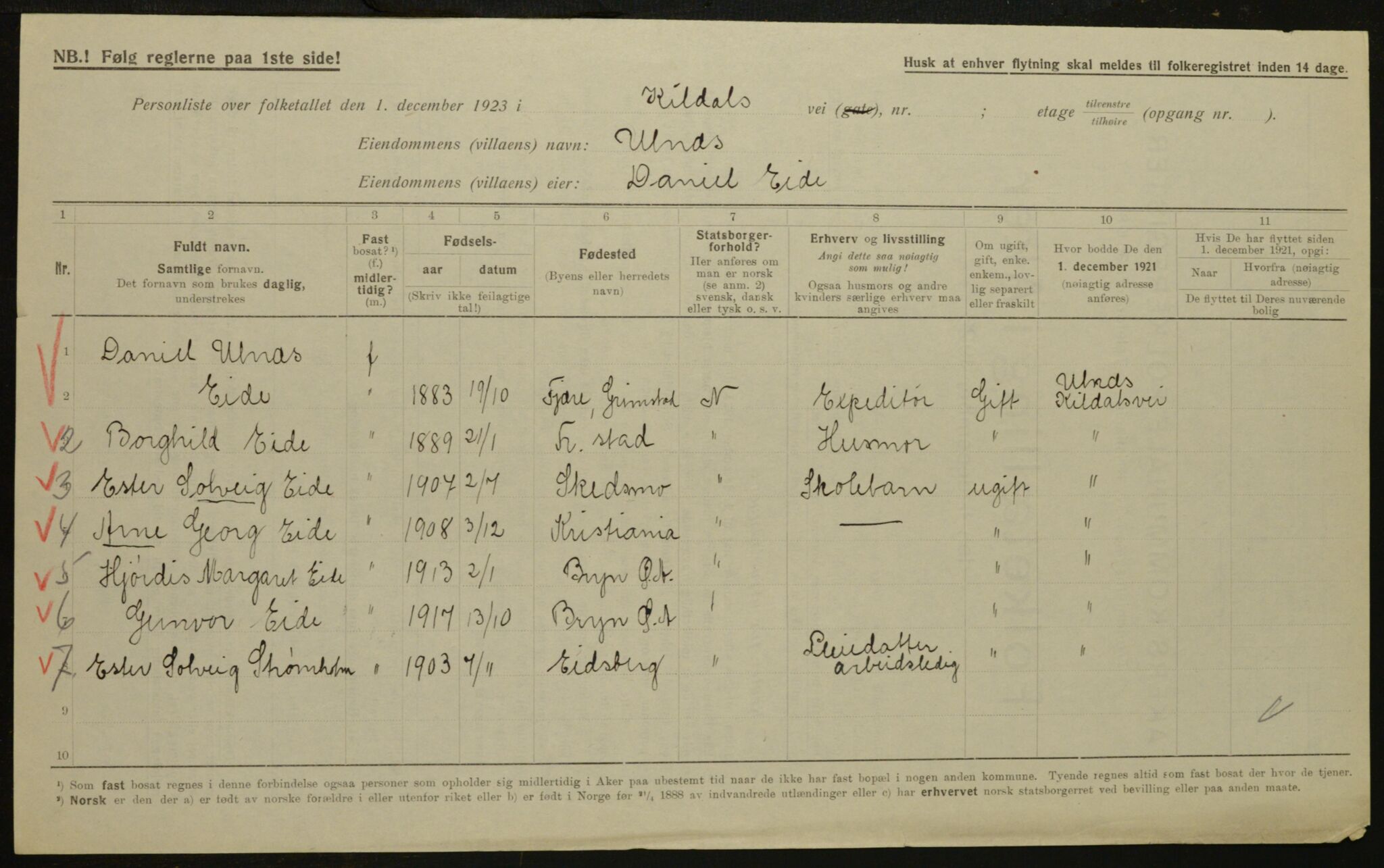 , Municipal Census 1923 for Aker, 1923, p. 31099