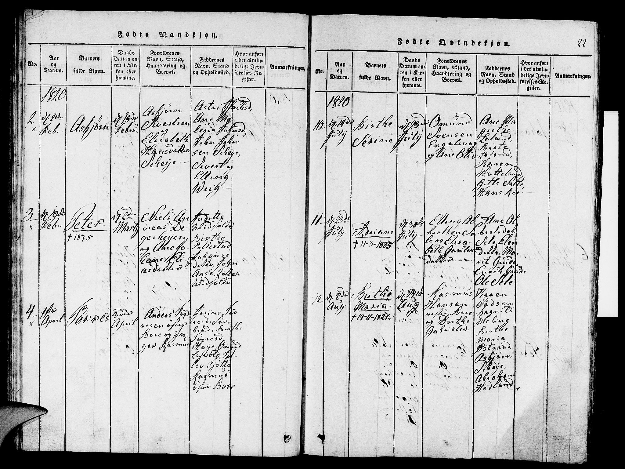 Klepp sokneprestkontor, AV/SAST-A-101803/001/3/30BA/L0002: Parish register (official) no. A 2, 1816-1833, p. 22